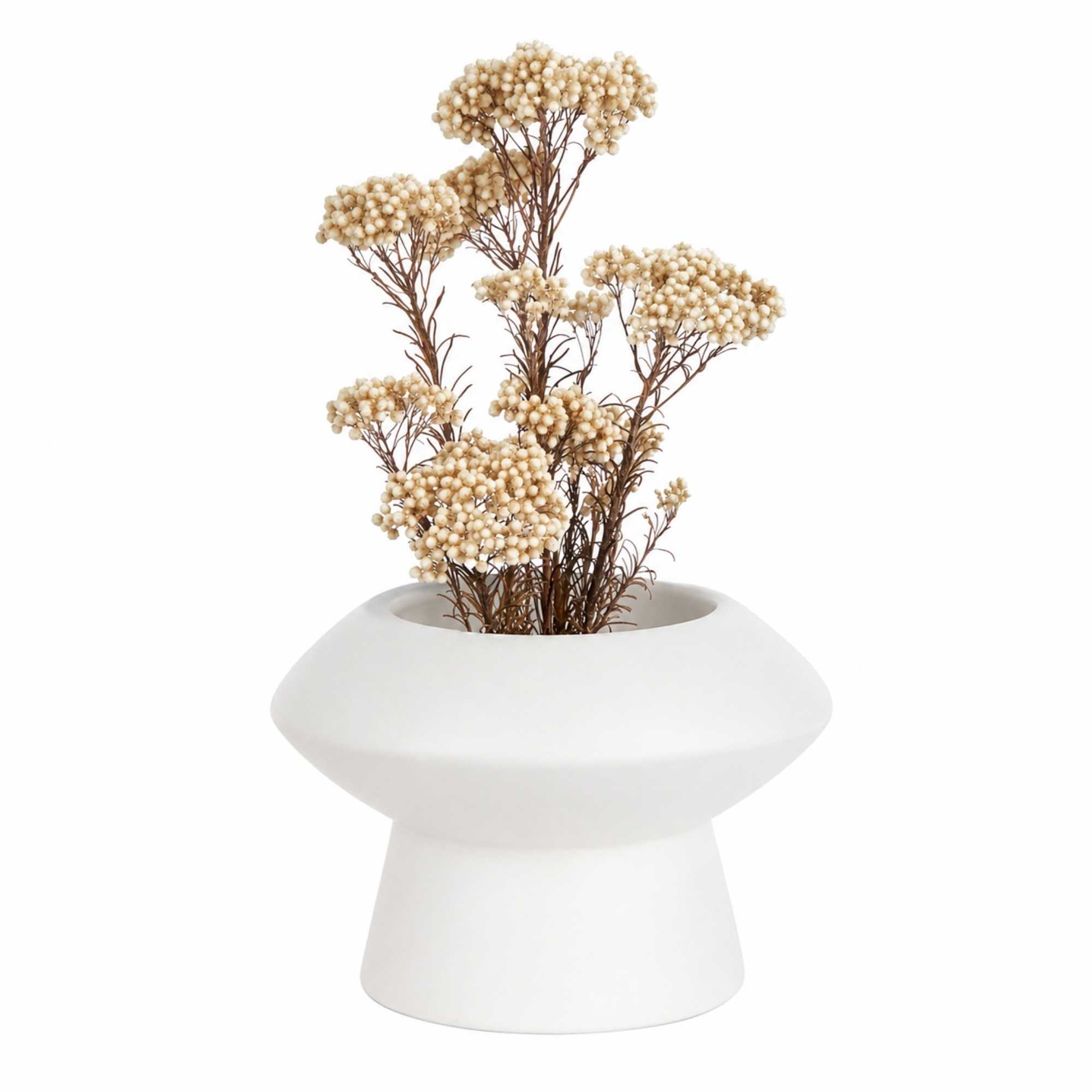 Table Art White Ceramic Mushroom Vase - 5 3/4'' x 5 3/4'' x 4'' - 12 count box