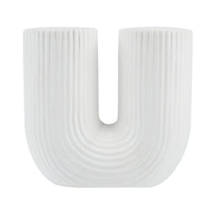 Table Art White Ceramic U-Shaped Vase - 5 3/4'' x 2 3/4'' x 5 1/2'' - 1 count box