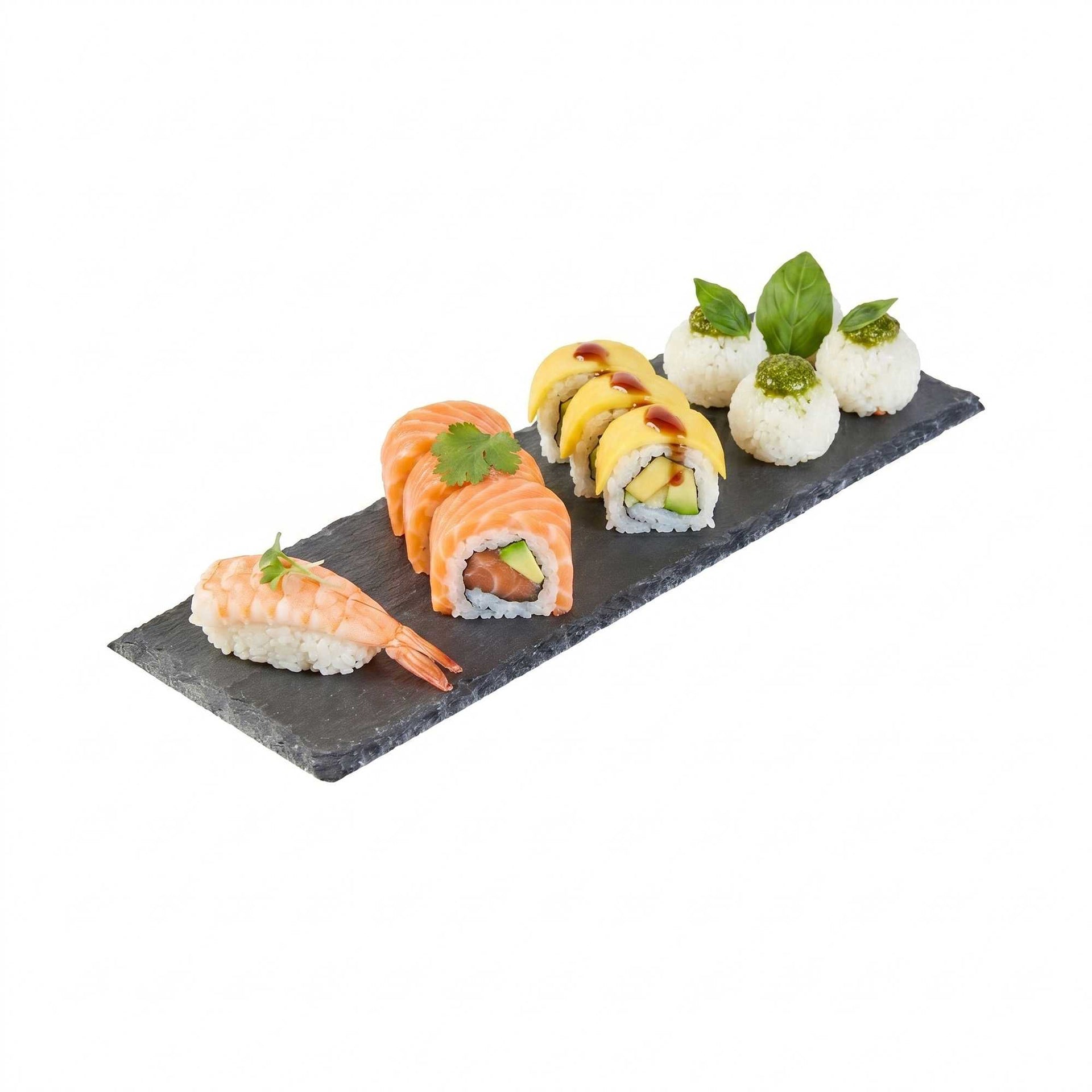 Stone Tek Rectangle Black Slate Serving Tray - 11 3/4" x 4" - 4 count box