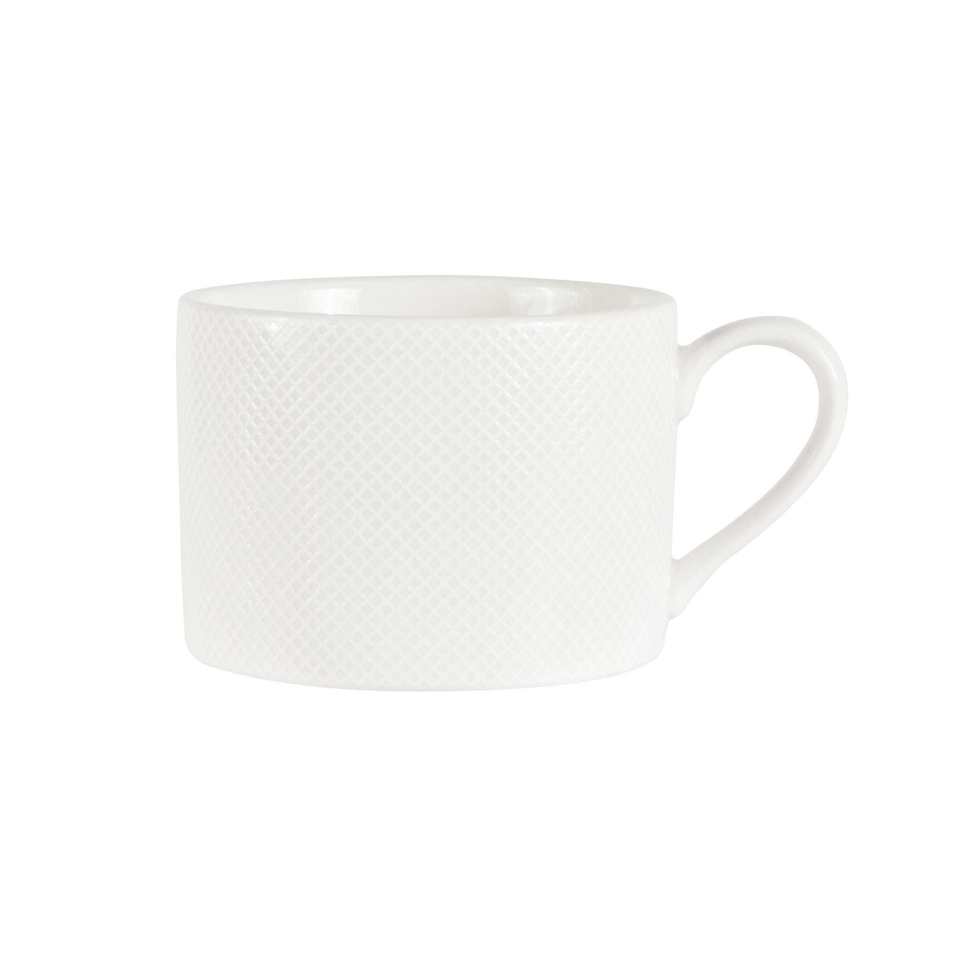 German Standard 8 oz Beige Mesh Embossed Porcelain Coffee Cup - 4 1/2" x 3 1/4" x 2 1/4" - 72 count box
