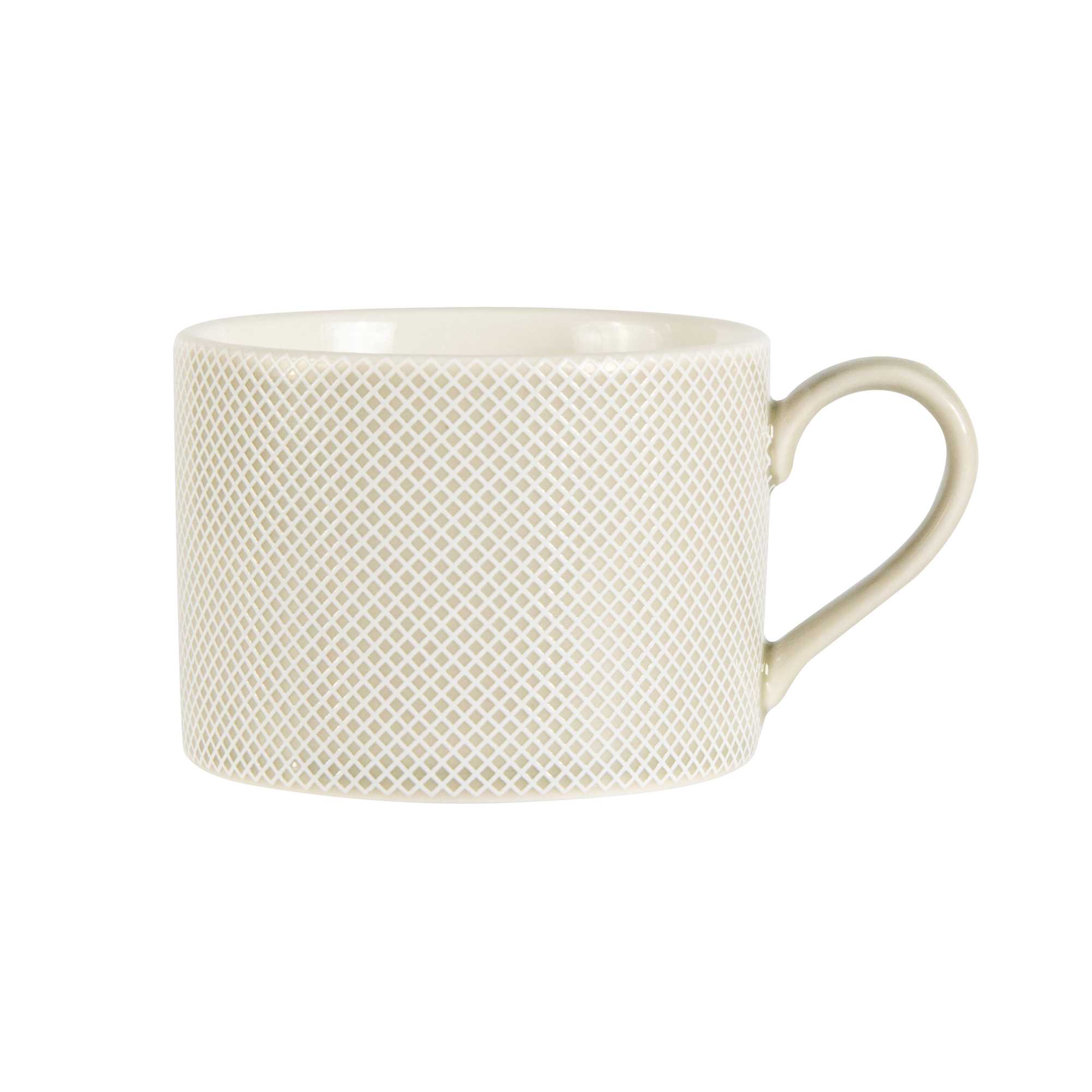German Standard 8 oz Gray Mesh Embossed Porcelain Coffee Cup - 4 1/2" x 3 1/4" x 2 1/4" - 4 count box