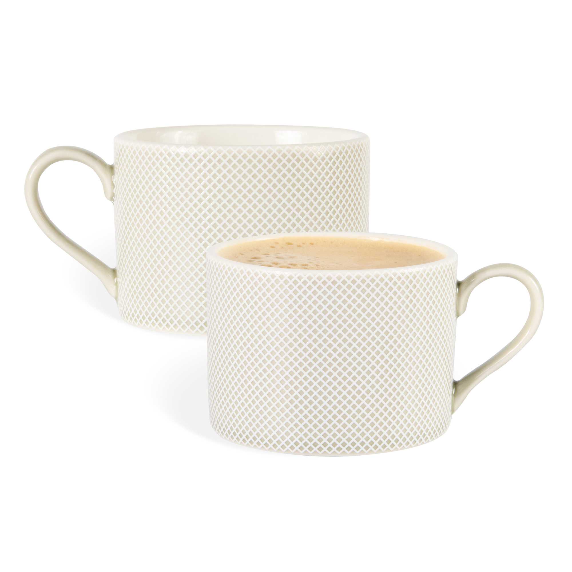 German Standard 8 oz Gray Mesh Embossed Porcelain Coffee Cup - 4 1/2" x 3 1/4" x 2 1/4" - 4 count box