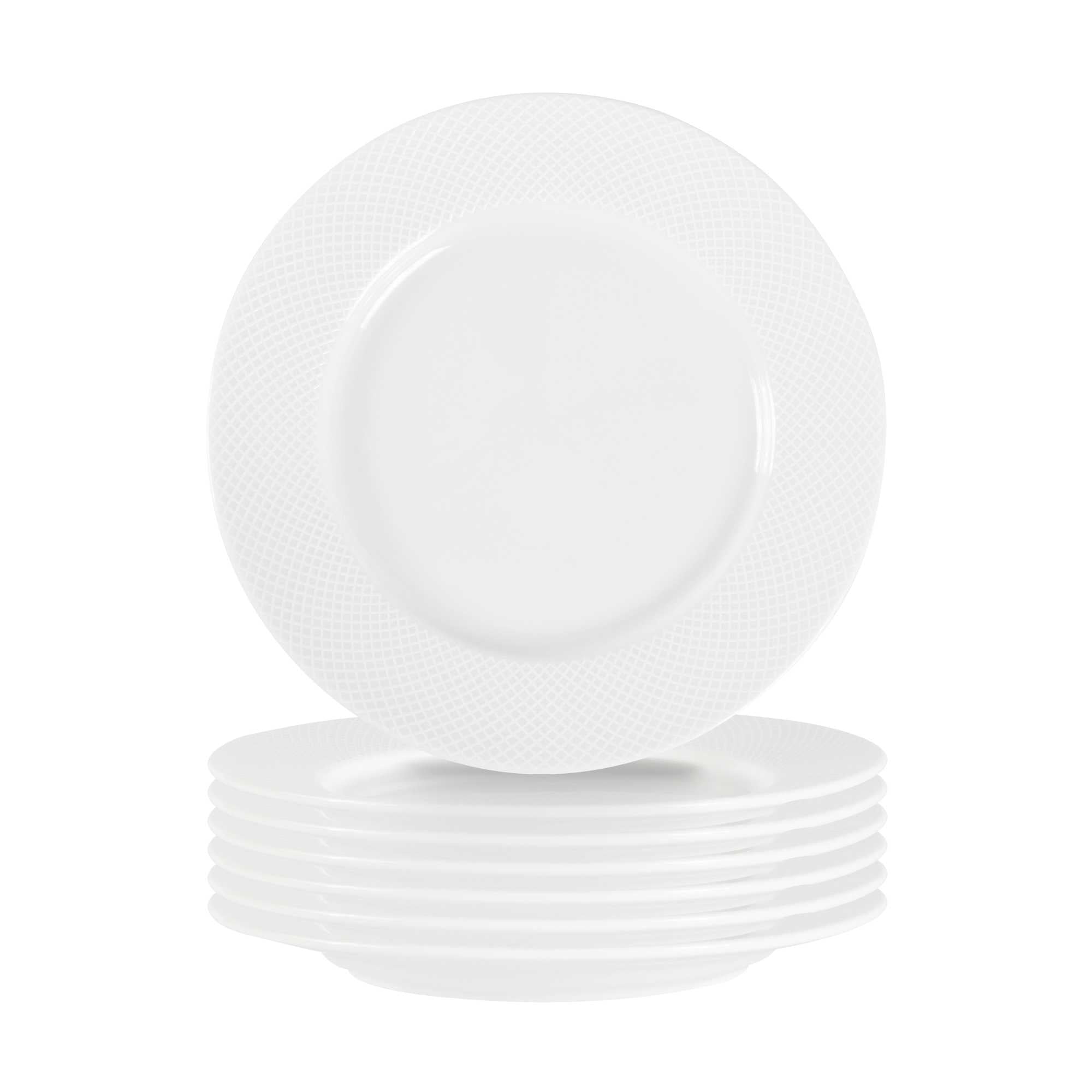 German Standard Round Beige Mesh Embossed Porcelain Bread and Butter Plate - 6 1/2" x 6 1/2" x 3/4" - 72 count box