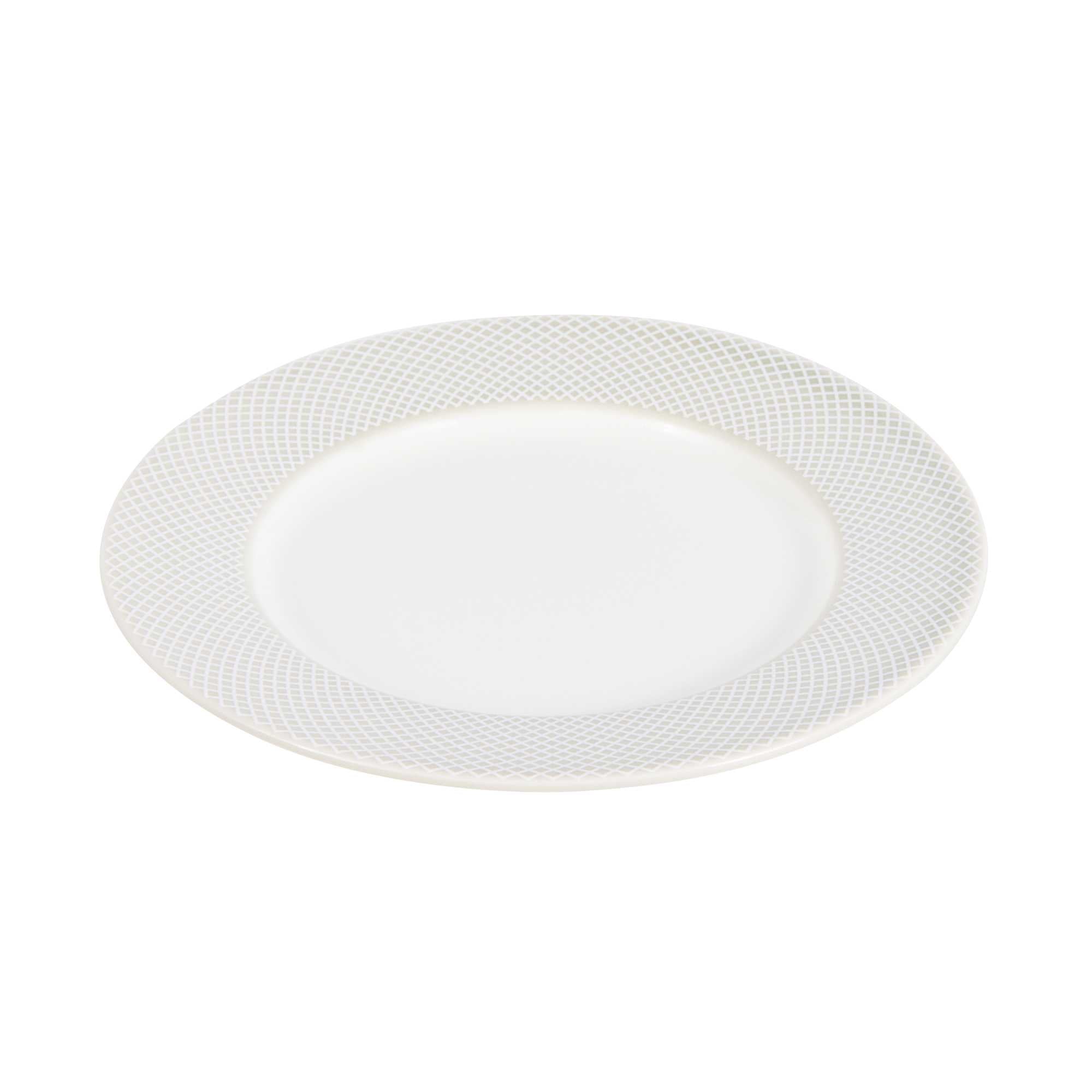 German Standard Round Gray Mesh Embossed Porcelain Bread and Butter Plate - 6 1/2" x 6 1/2" x 3/4" - 4 count box