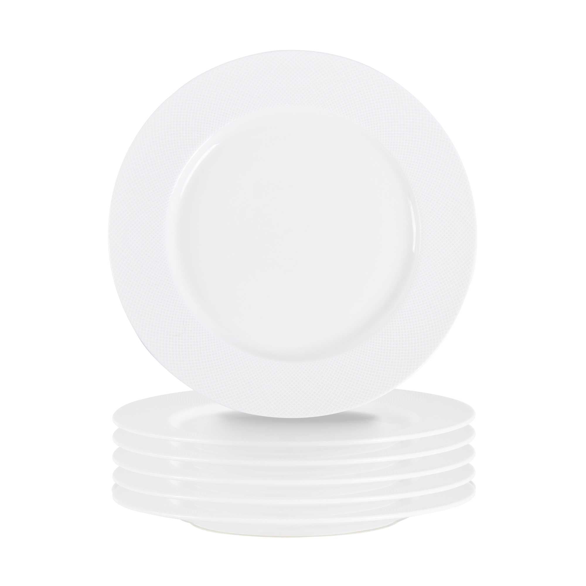 German Standard Round Beige Mesh Embossed Porcelain Dinner Plate - 10 3/4" x 10 3/4" x 1" - 4 count box