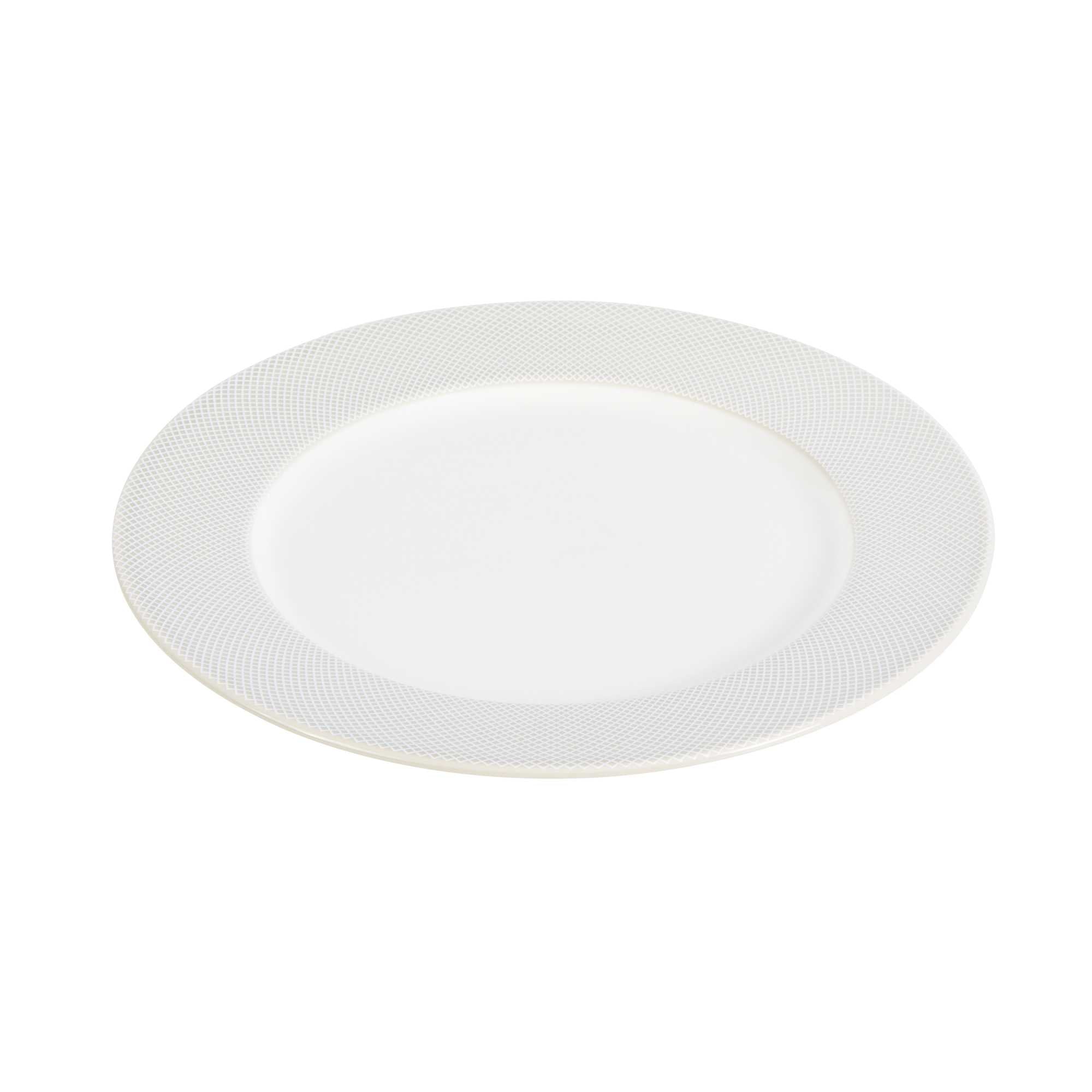 German Standard Round Gray Mesh Embossed Porcelain Dinner Plate - 10 3/4" x 10 3/4" x 1" - 24 count box