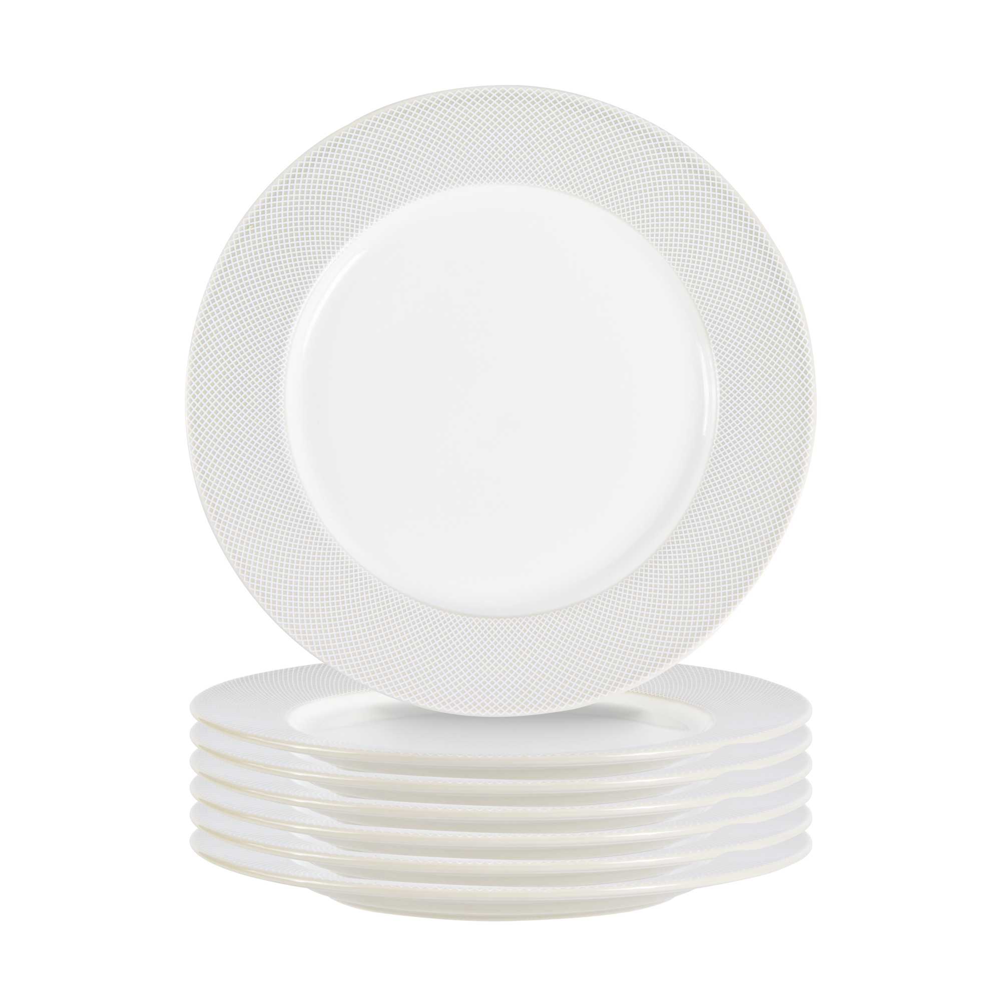 German Standard Round Gray Mesh Embossed Porcelain Dinner Plate - 10 3/4" x 10 3/4" x 1" - 24 count box