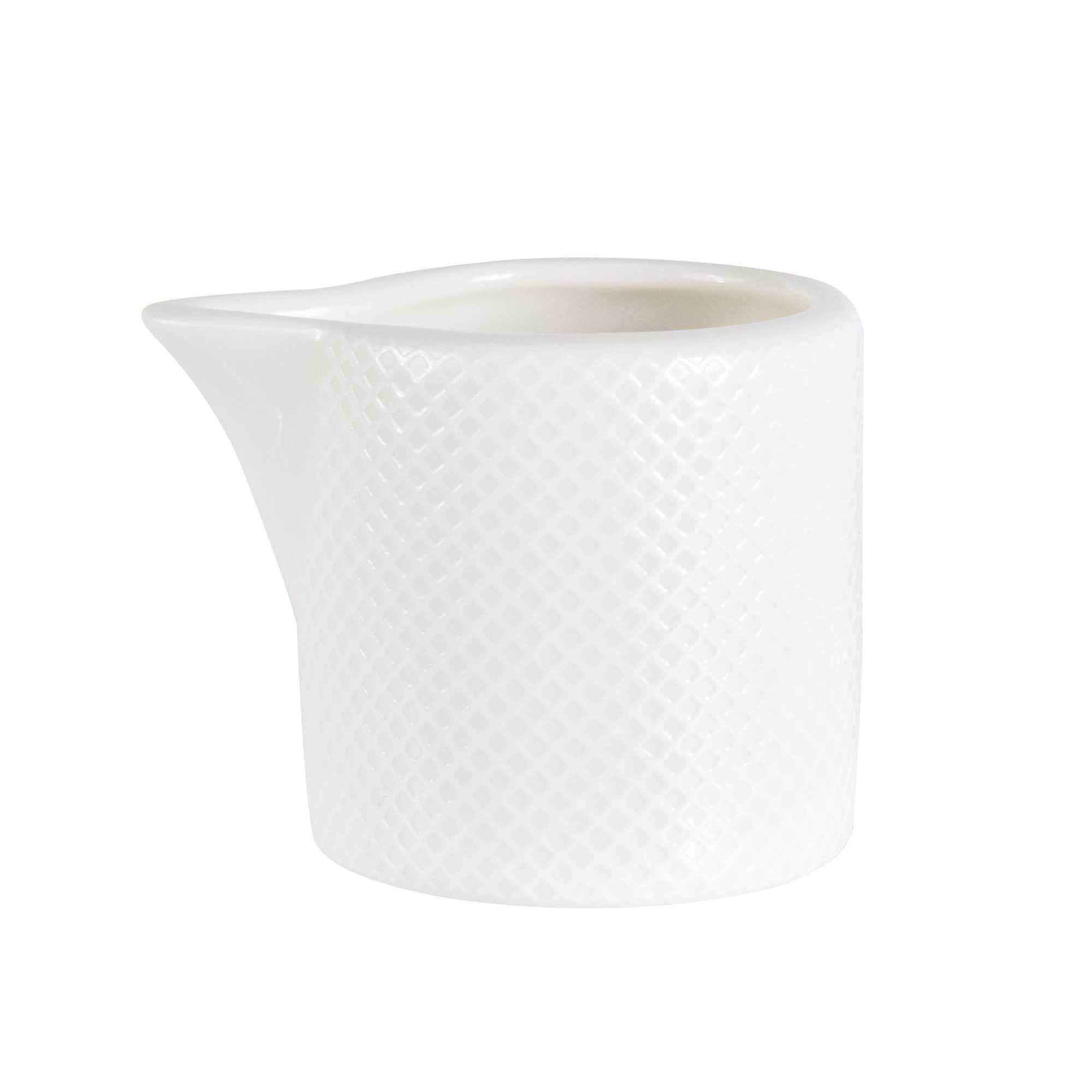 German Standard 2 oz Beige Mesh Embossed Porcelain Creamer - 1 3/4" x 1 3/4" x 2 1/4" - 144 count box