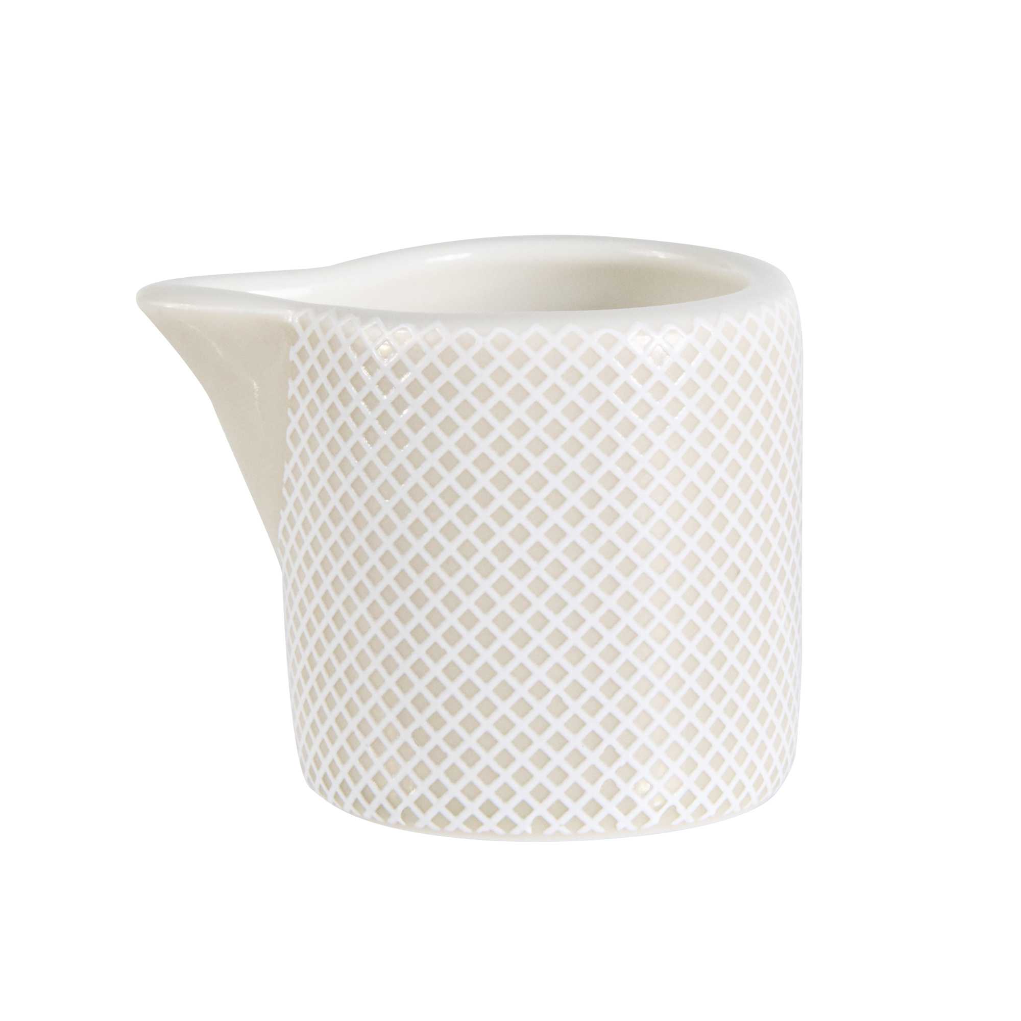 German Standard 2 oz Gray Mesh Embossed Porcelain Creamer - 1 3/4" x 1 3/4" x 2 1/4" - 12 count box