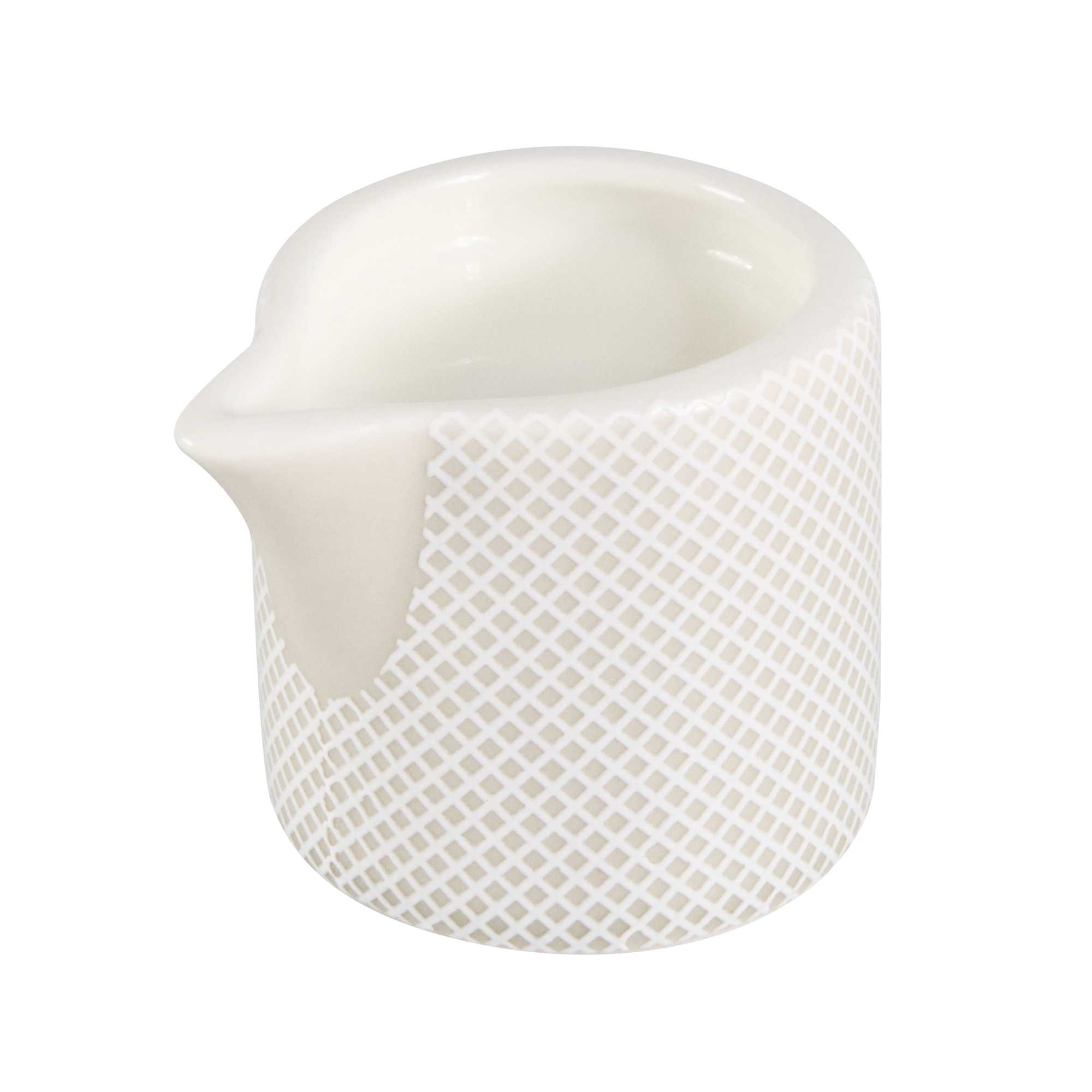 German Standard 2 oz Gray Mesh Embossed Porcelain Creamer - 1 3/4" x 1 3/4" x 2 1/4" - 12 count box