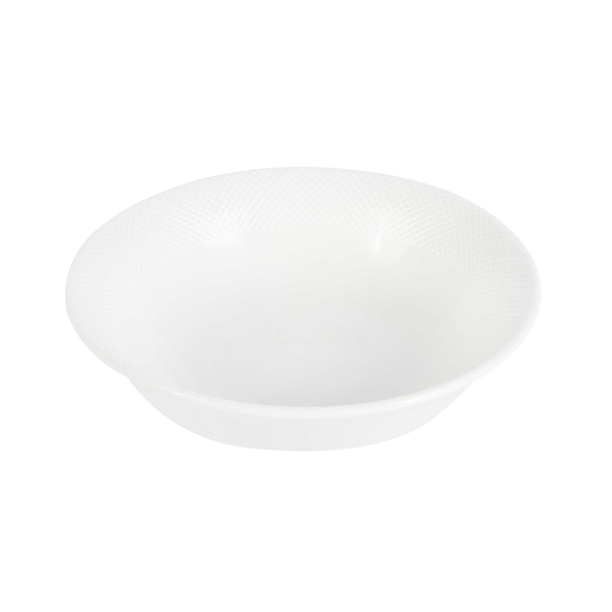 German Standard 16 oz Round Beige Mesh Embossed Porcelain Bowl - 6 1/2" x 6 1/2" x 1 3/4" - 4 count box