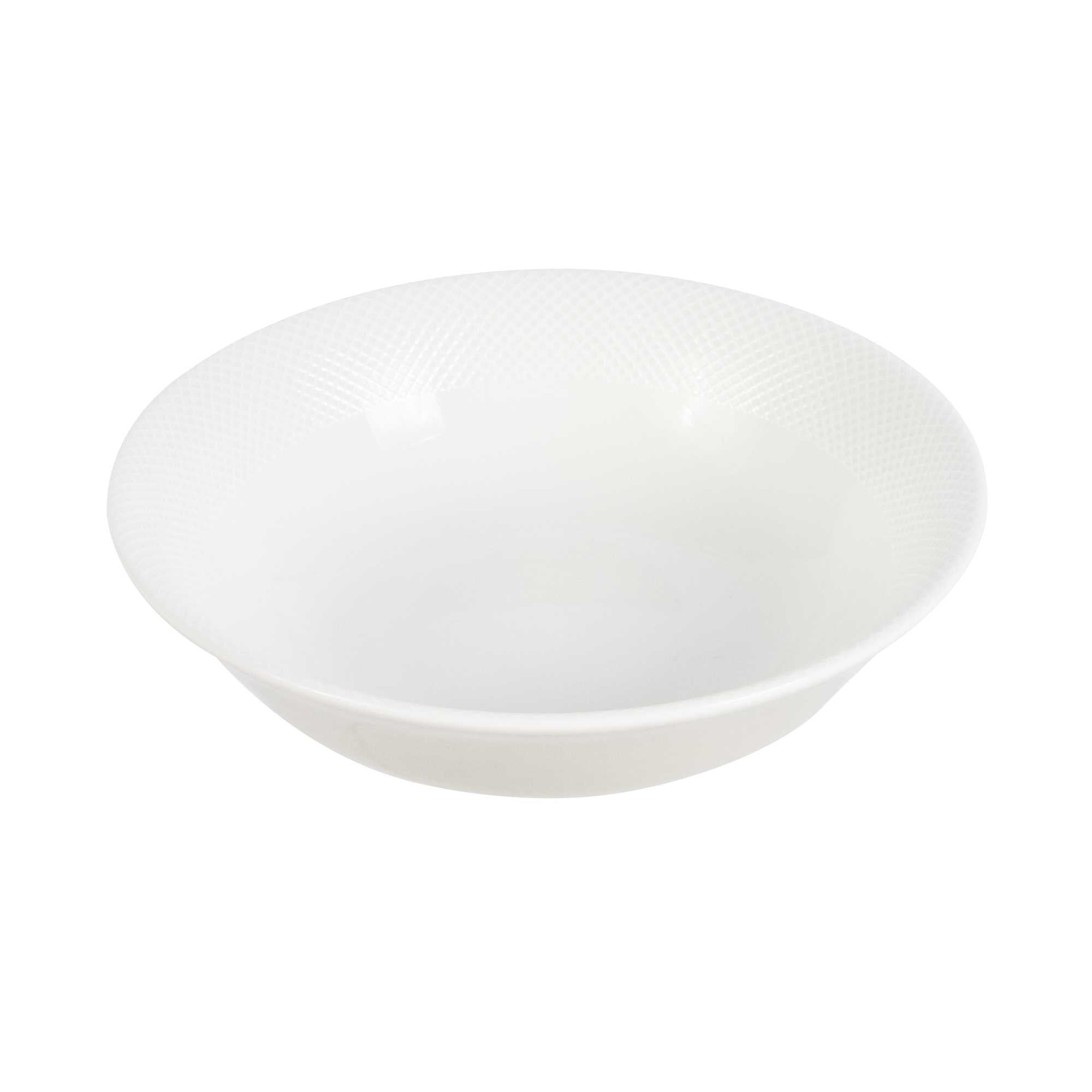 German Standard 16 oz Round Gray Mesh Embossed Porcelain Bowl - 6 1/2" x 6 1/2" x 1 3/4" - 4 count box