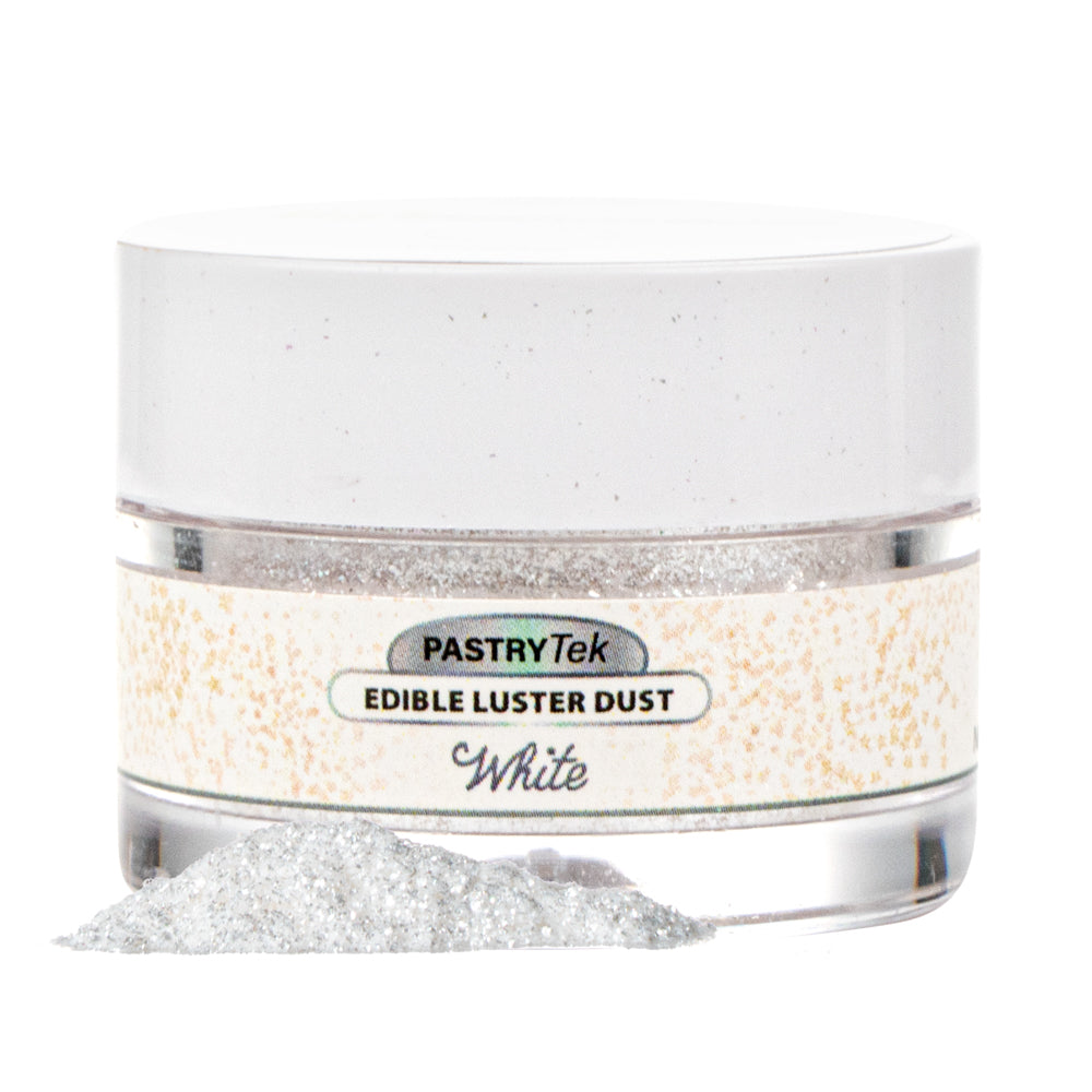 Luster Dust Rack Pastry Tek 5g White Edible Luster Dust - Food Grade - 1 count box