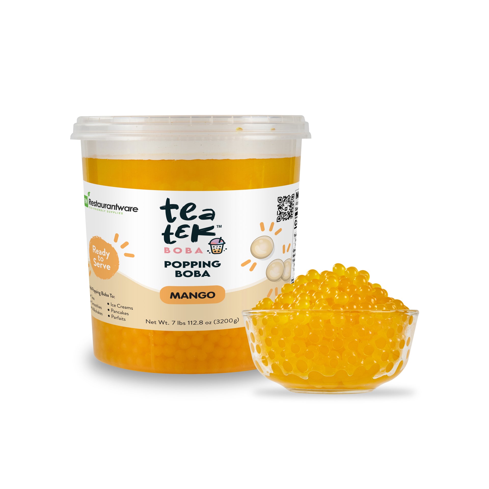 Tea Tek 7 lb Mango Popping Boba - 4 count box
