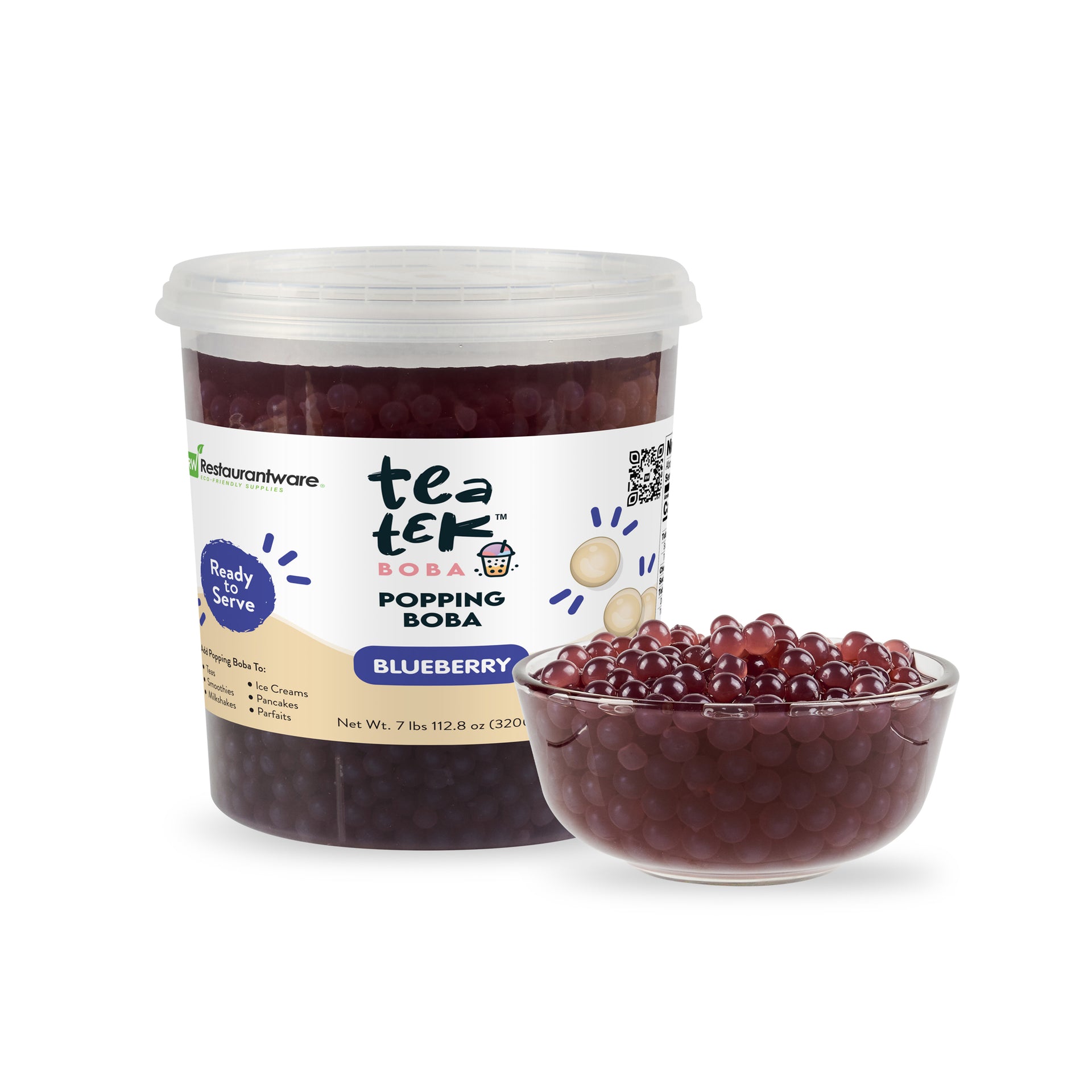 Tea Tek 7 lb Blueberry Popping Boba - 4 count box