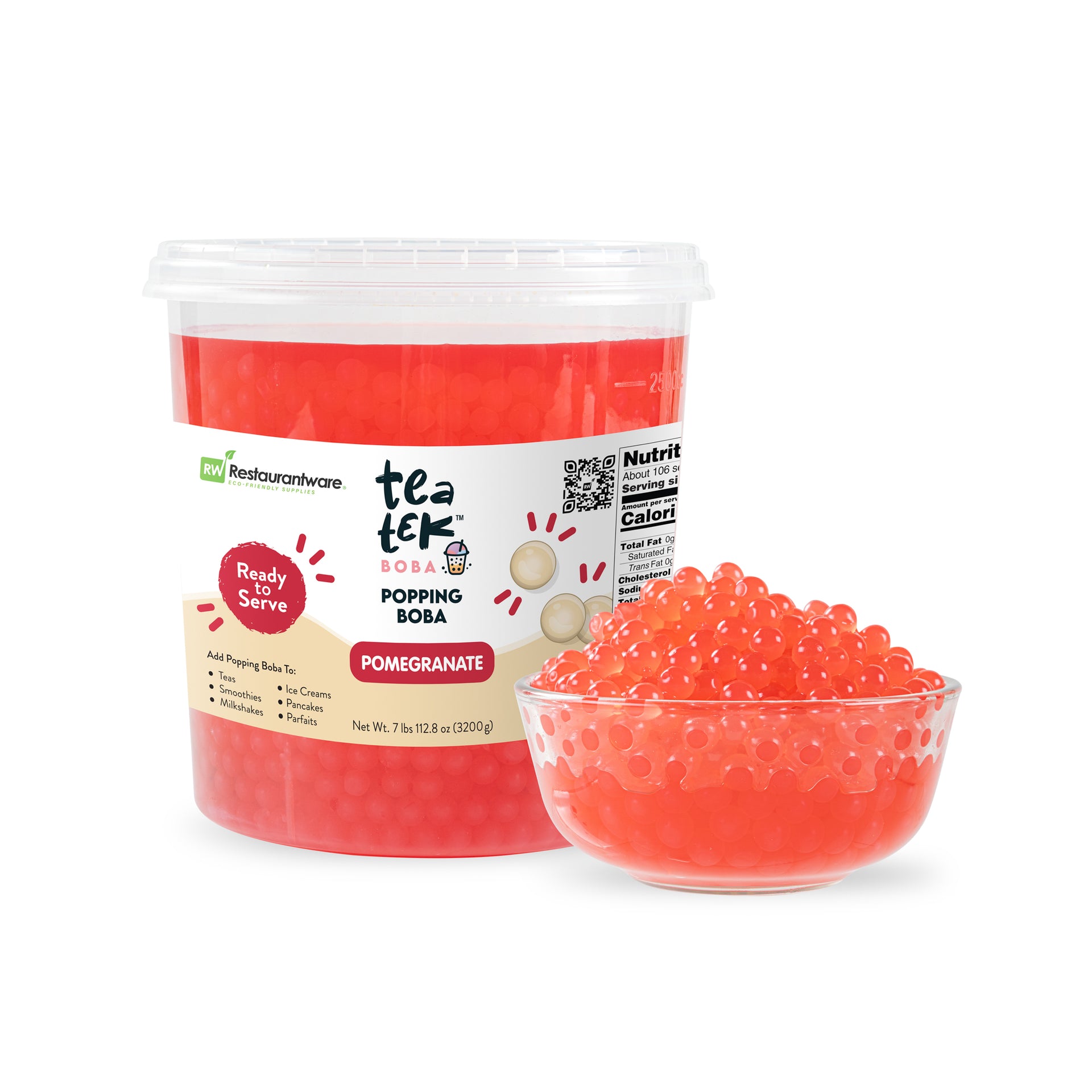 Tea Tek 7 lb Popping Boba - Pomegranate - 1 count box