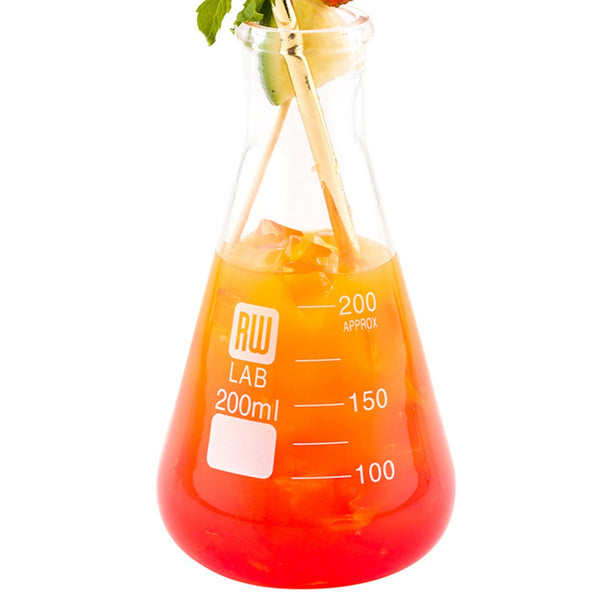 Rw Lab 200 ml Glass Conical Flask - Borosilicate - 3 inch x 3 inch x 5 1/2 inch