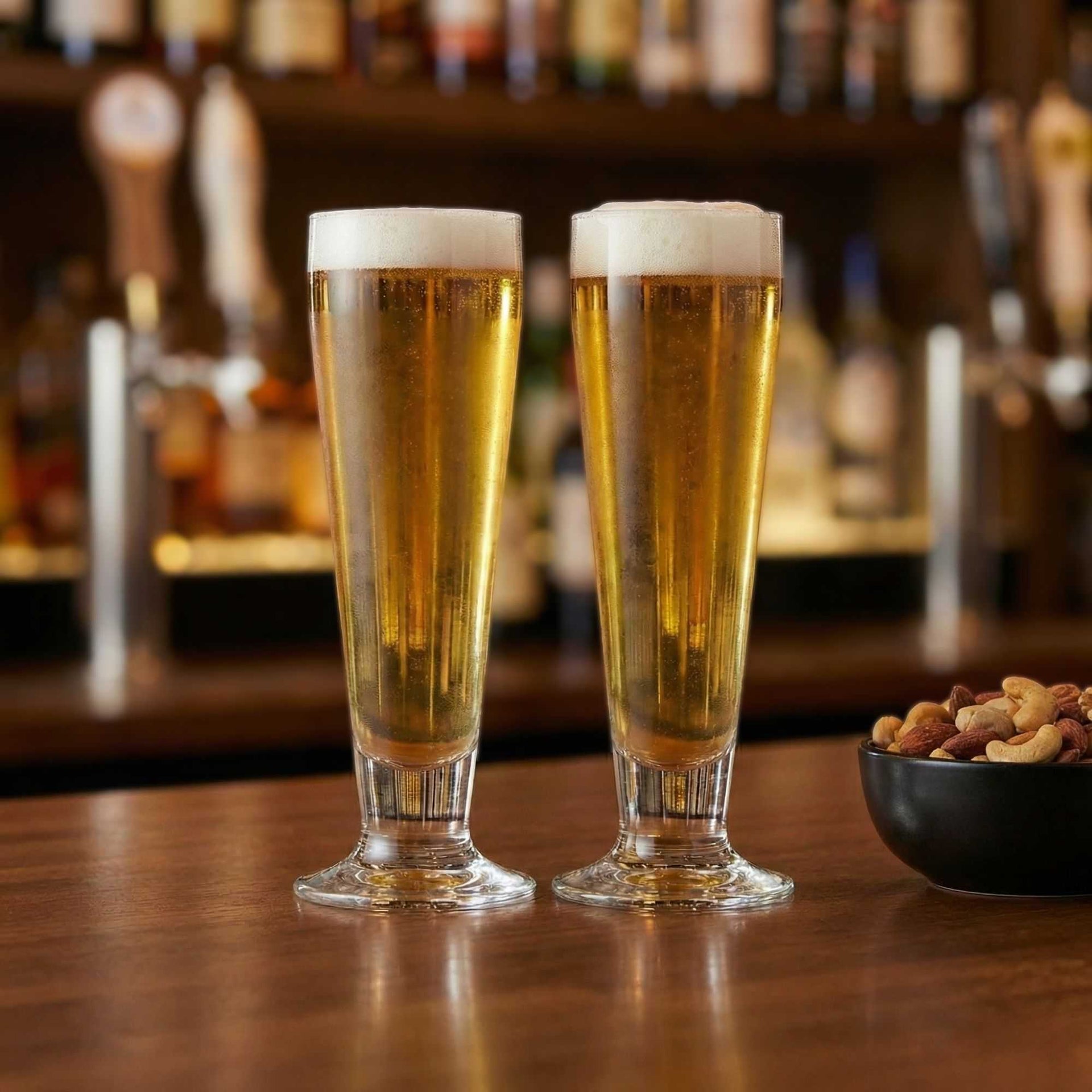 Bev Tek 14 oz Pilsner Glass - Tall-Footed - 2 1/2" x 2 1/2" x 9 1/2" - 12 count box