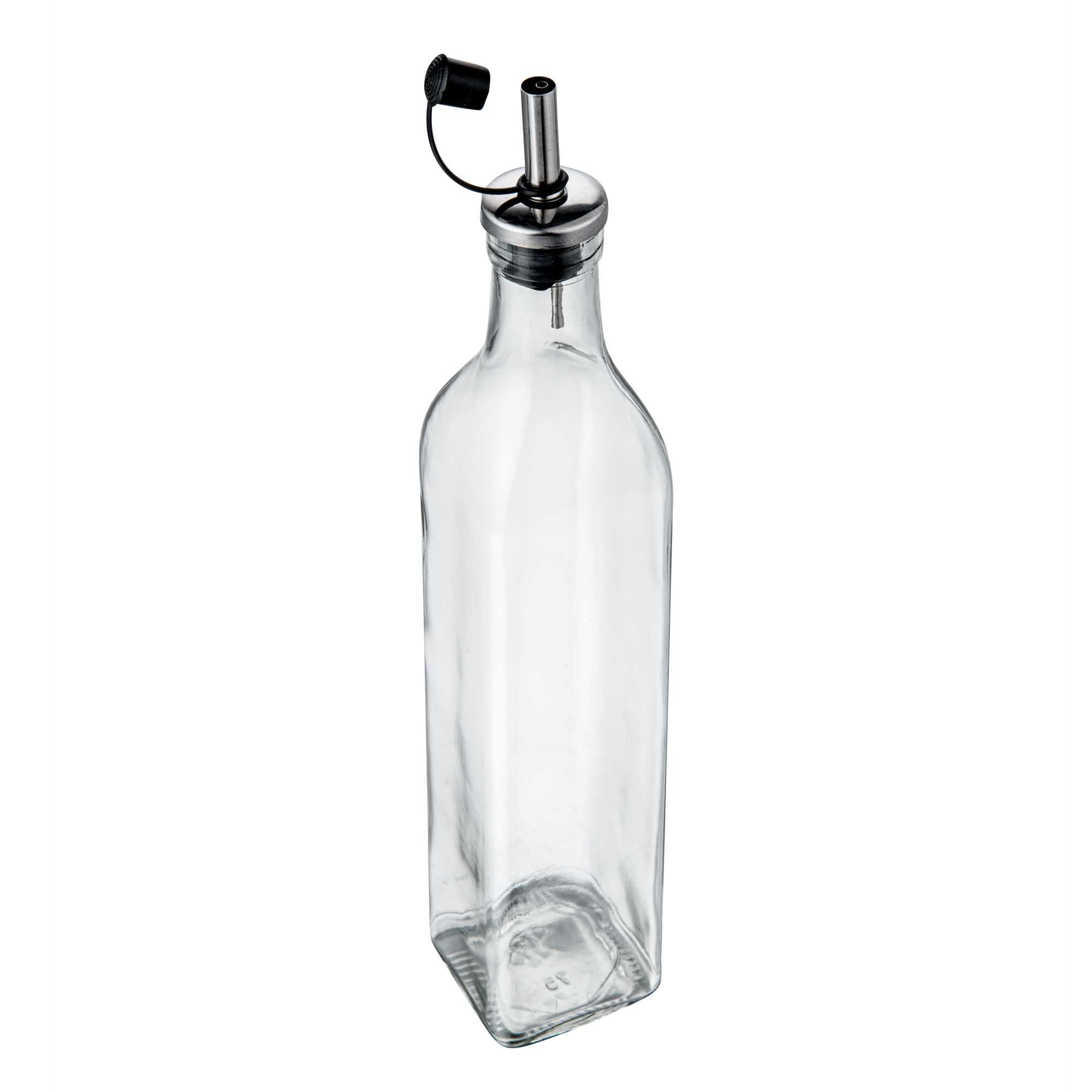 Chef 101 17 oz Glass Olive Oil Dispenser - with Stopper Spout, Funnel Kit - 2 1/4" x 2 1/4" x 12 1/2" - 1 count box