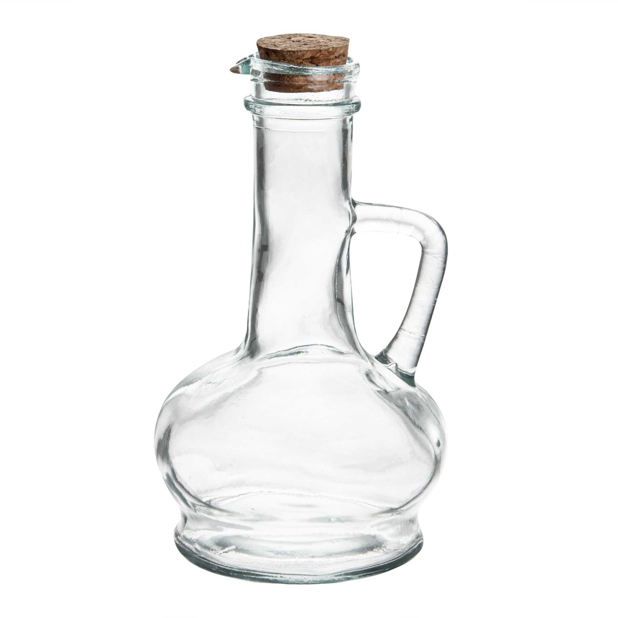 Chef 101 8 oz Glass Elegant Olive Oil Dispenser - with Cork Lid - 3 1/2" x 3 1/2" x 6 1/2" - 1 count box