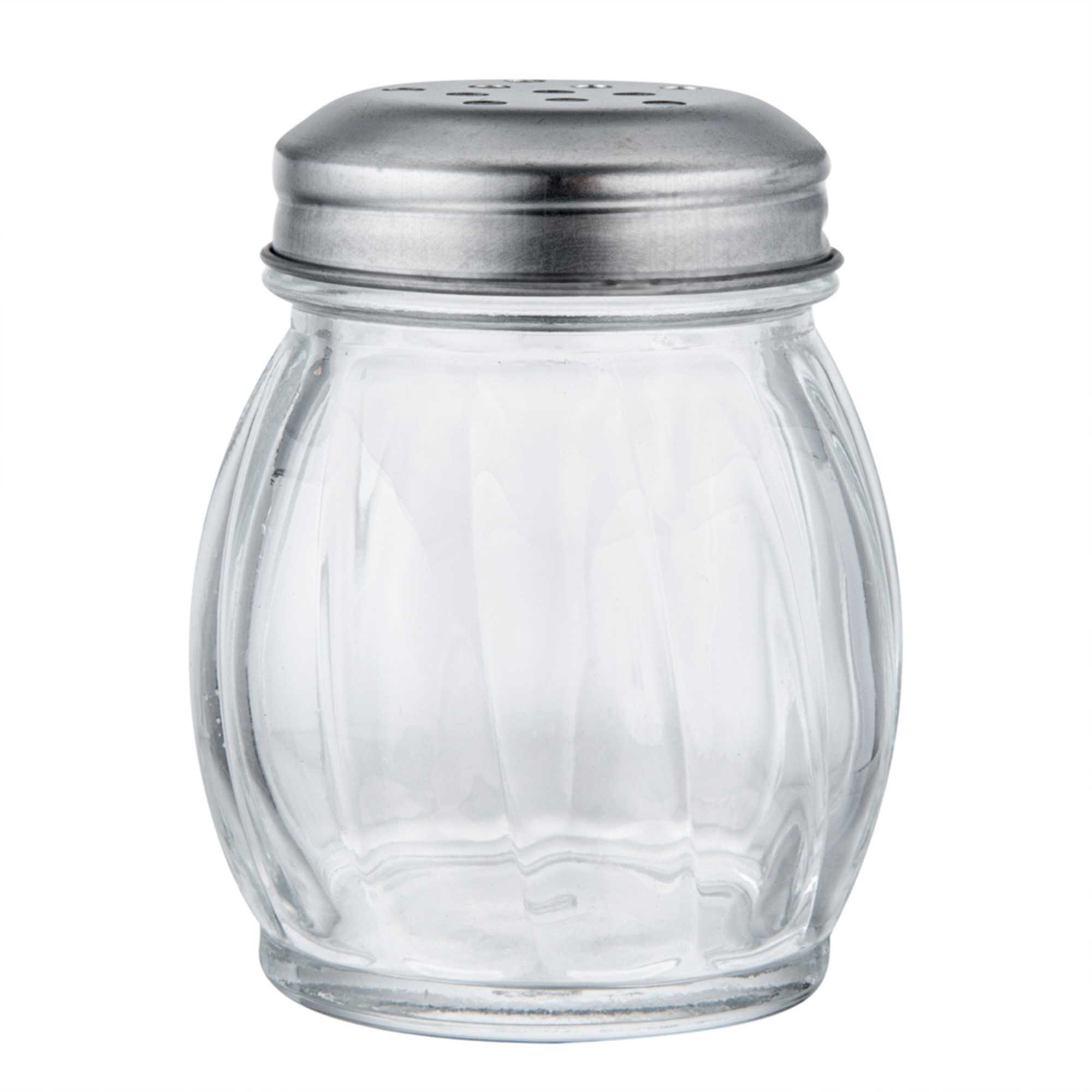 Chef 101 6 oz Glass Cheese Shaker - with Perforated Lid - 2 1/2" x 2 1/2" x 3 1/4" - 1 count box
