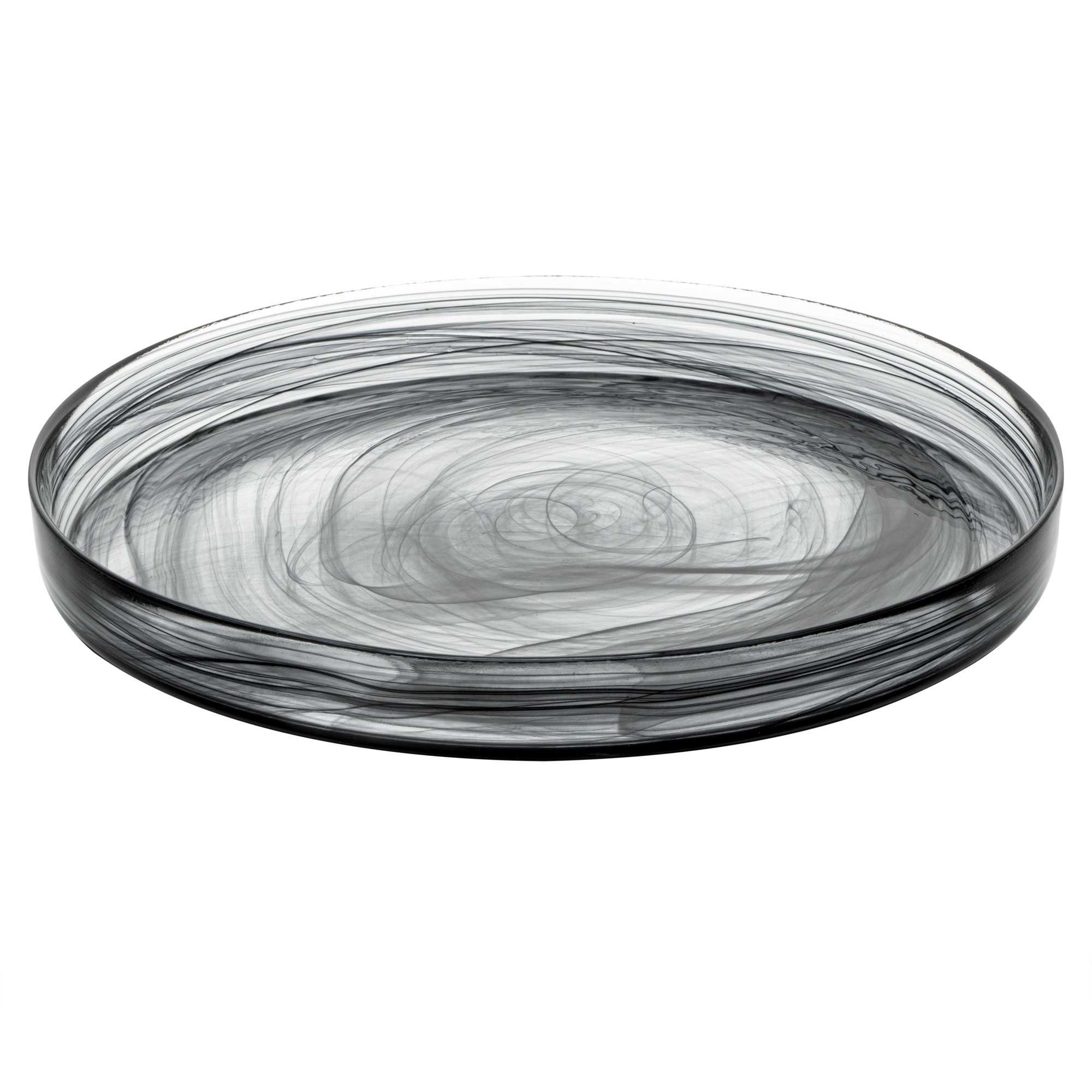 Vetri Round Black Glass Alabaster Plate - 11" x 11" x 1 1/4" - 1 count box