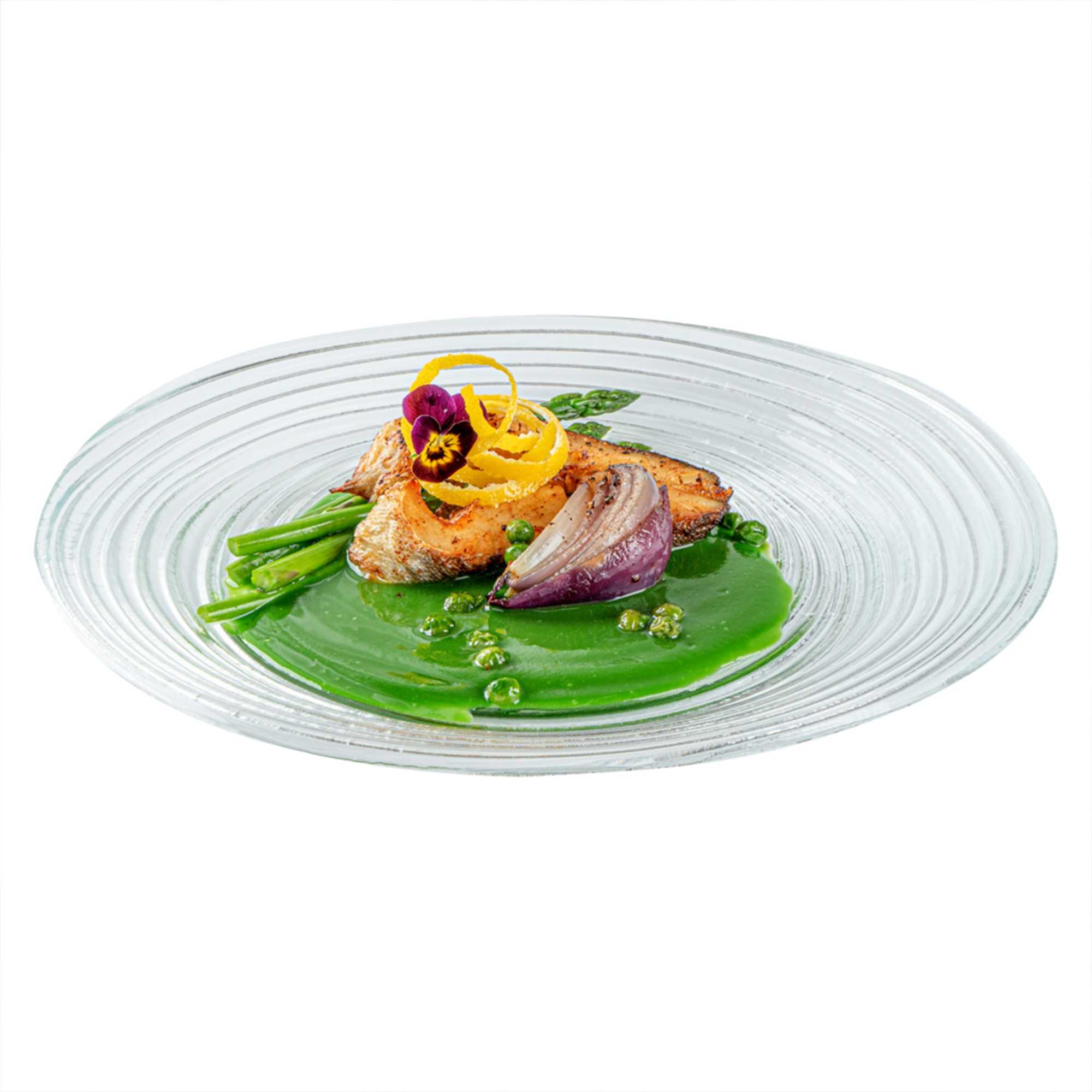 Vetri Round Clear Glass Swirl Plate - 11 3/4" x 11 3/4" x 1 1/4" - 1 count box