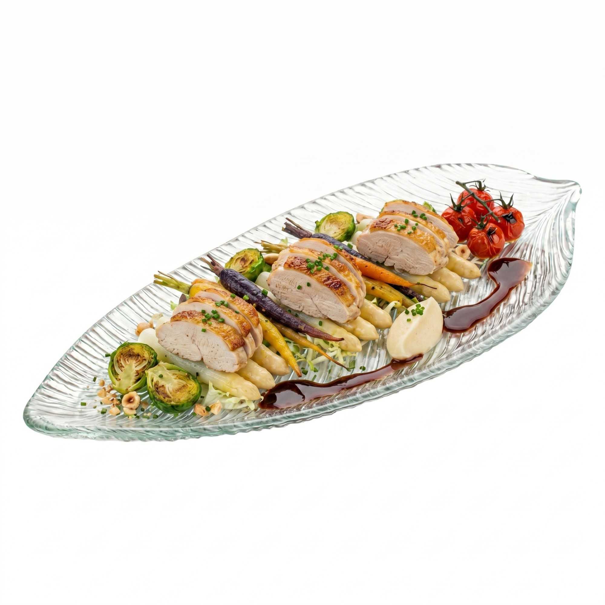 Vetri Clear Glass Leaf Serving Plate - 17" x 7 3/4" x 1 1/4" - 1 count box