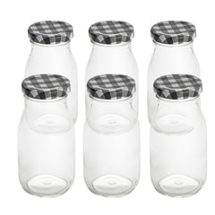 French Countryside 6 oz Glass Bottle - with Black Plaid Lid - 2 1/4
