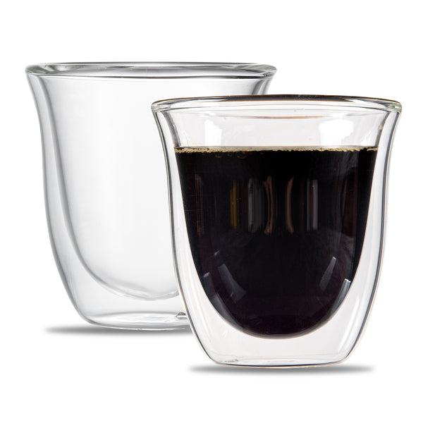 Restaurantware Coffee Cup 12 Pack of 2.72 oz Insulated Double-Wall Glass Borosilicate Coffee Cup Espresso Shot Dishwasher Safe For Hot Drinks