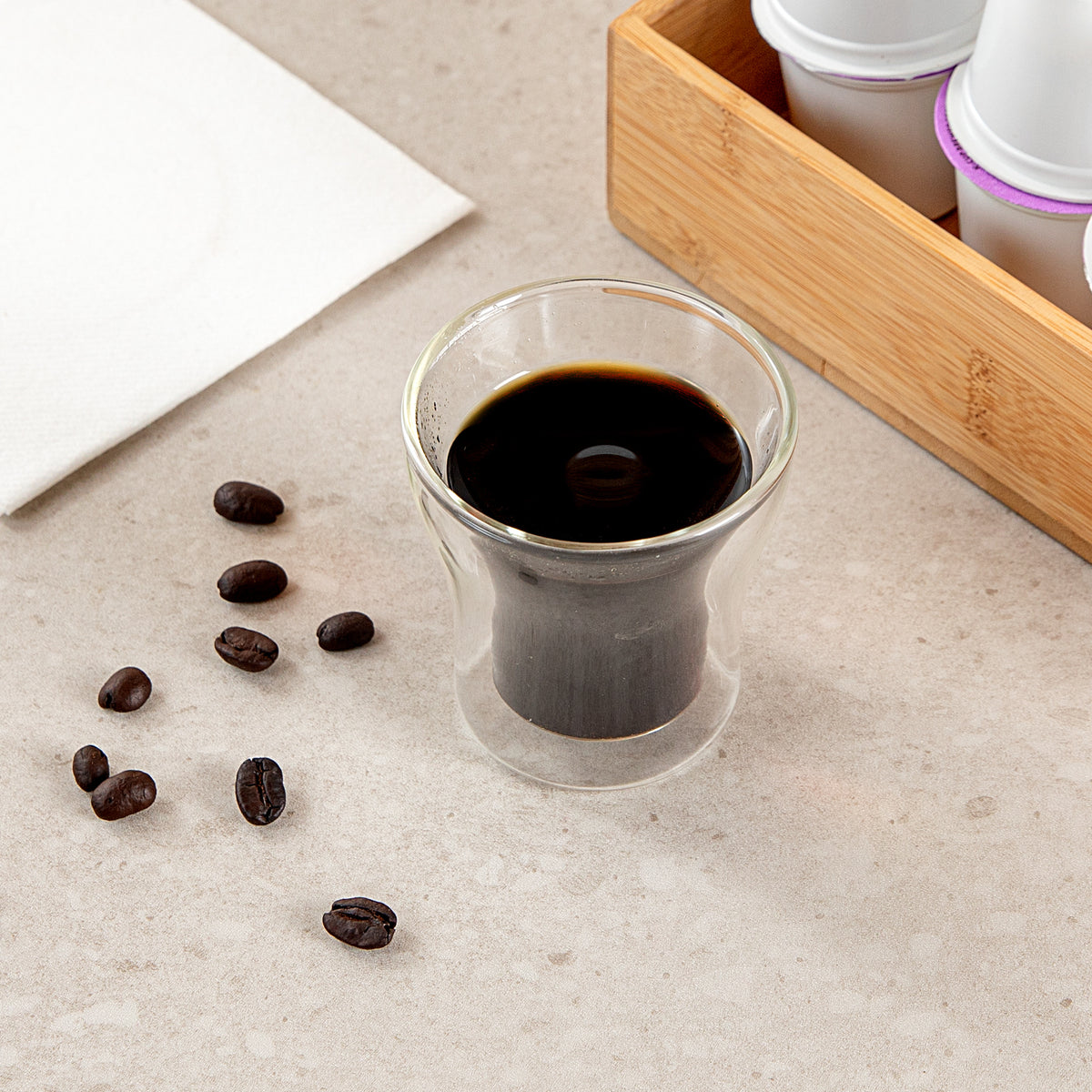 Forma Professional 3 oz Shot Glass / Espresso Cup - Double Wall, Borosilicate - 2 3/4'' x 2 3/4'' x 2 3/4'' - 12 count box