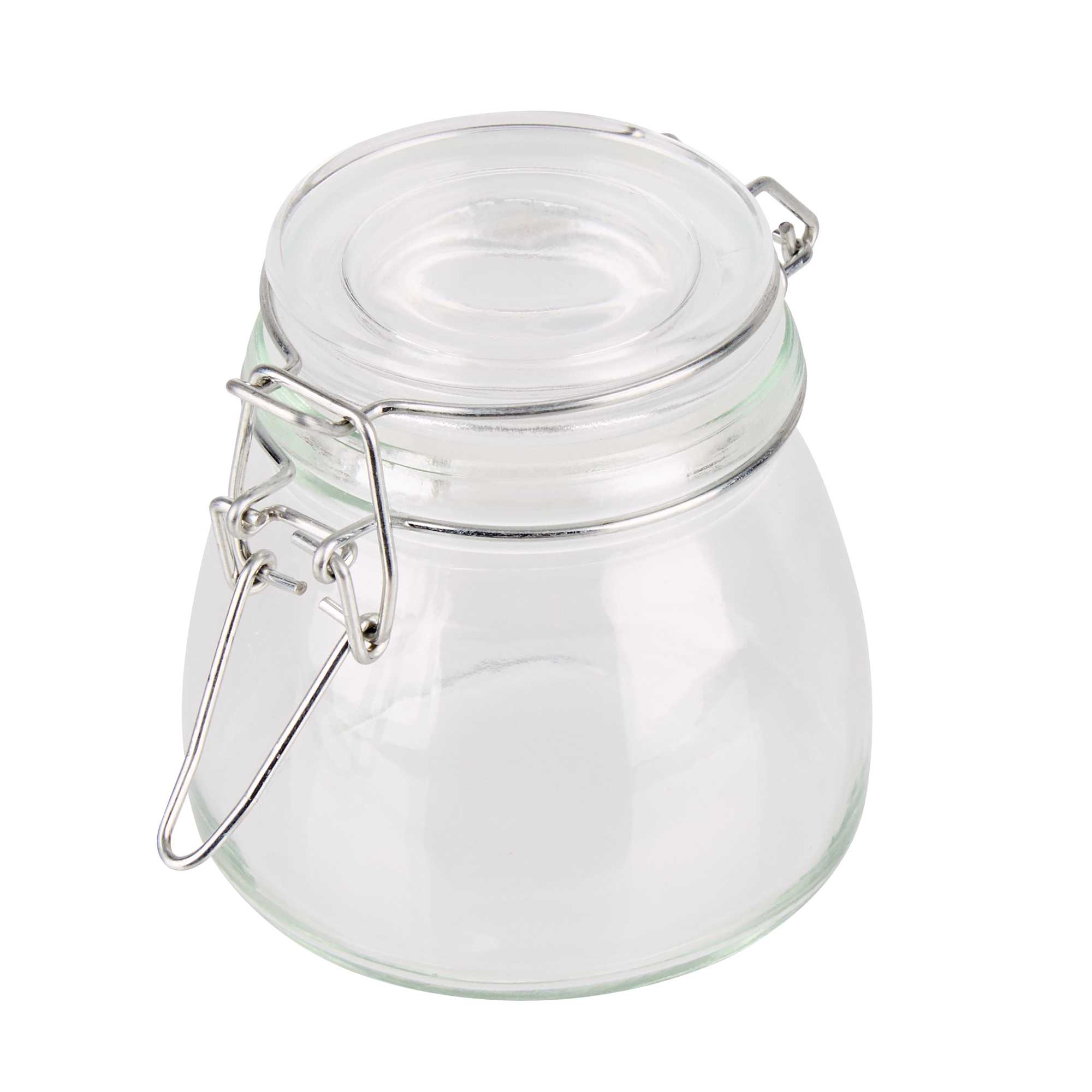Vetri 7 oz Hinge Top Clear Glass Storage Jar - 48 count box