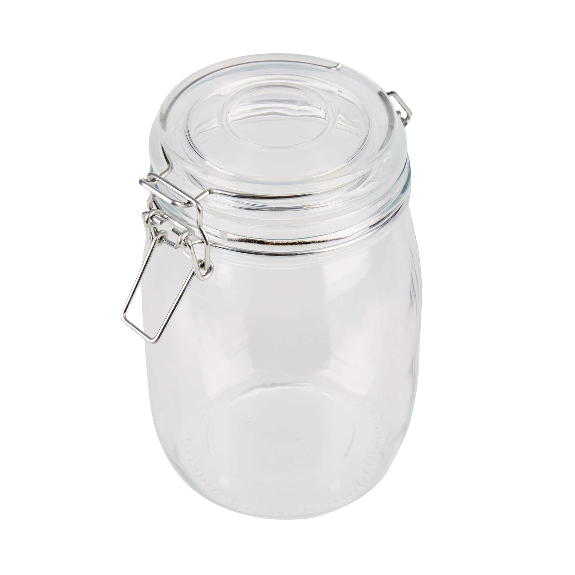 Vetri 37 oz Hinge Top Clear Glass Storage Jar - 4 count box