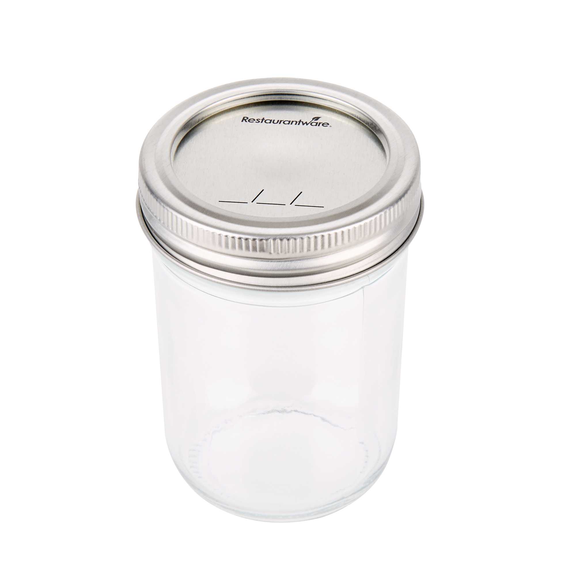 Vetri 8 oz Half-Pint Regular Mouth Glass Canning / Mason Jar - with Silver Metal Lid and Band - 10 count box