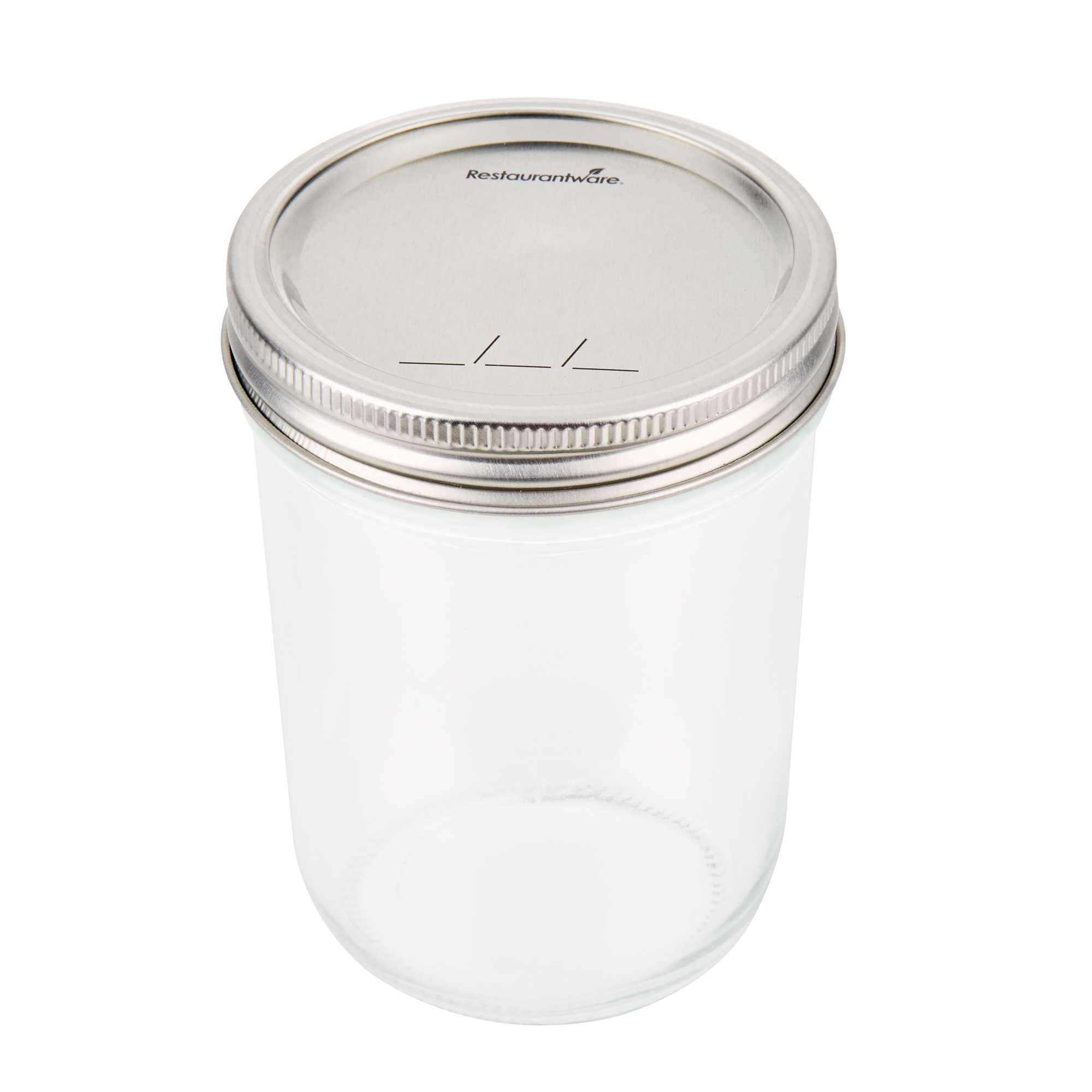 Vetri 15 oz Wide Mouth Glass Canning / Mason Jar - with Silver Metal Lid and Band - 10 count box