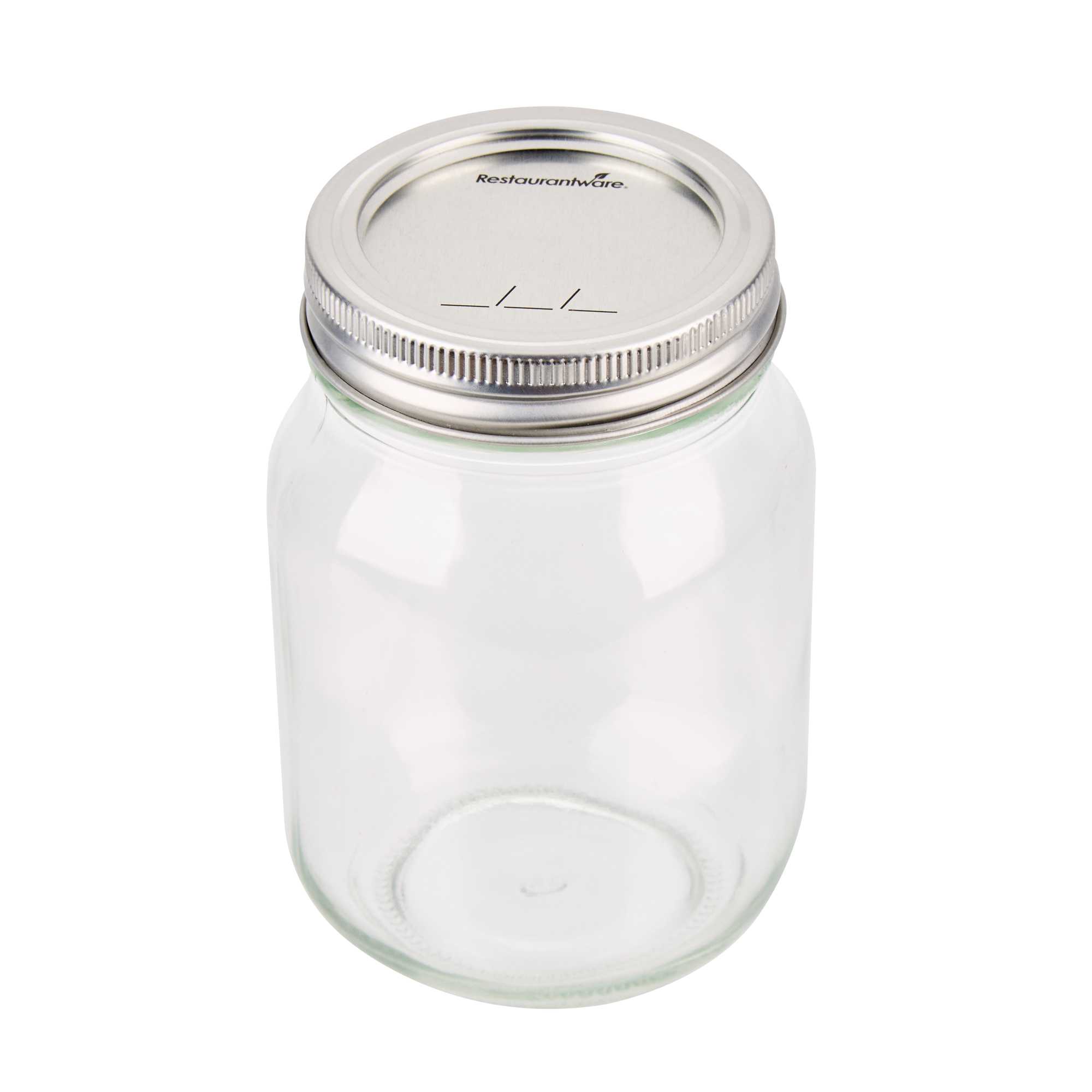 Vetri 16 oz Pint Regular Mouth Glass Canning / Mason Jar - with Silver Metal Lid and Band - 10 count box