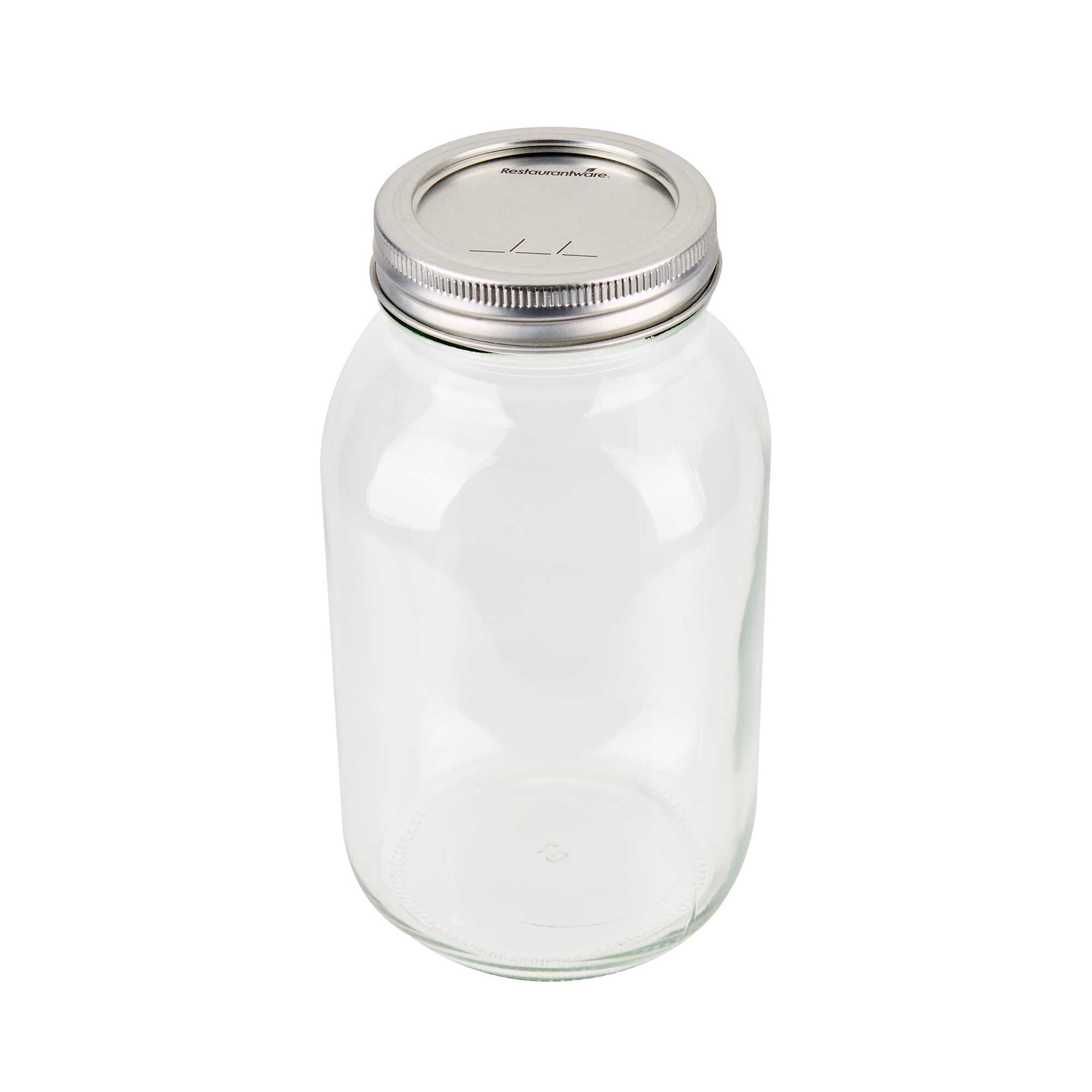 Vetri 32 oz Quart Regular Mouth Glass Canning / Mason Jar - with Silver Metal Lid and Band - 10 count box