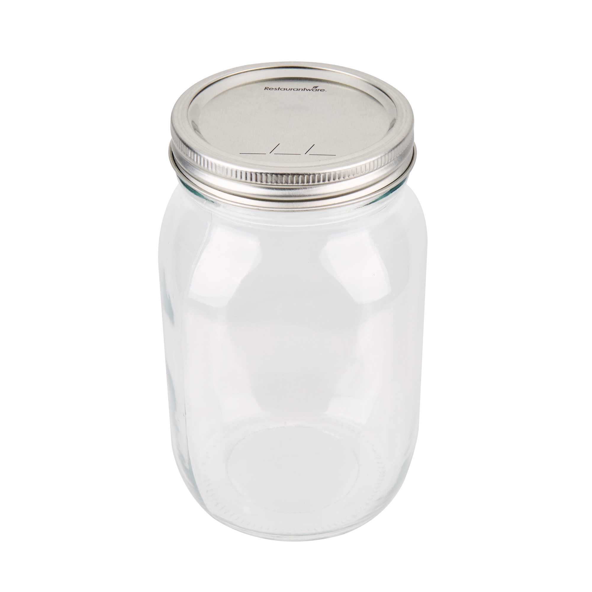Vetri 36 oz Wide Mouth Glass Canning / Mason Jar - with Silver Metal Lid and Band - 10 count box