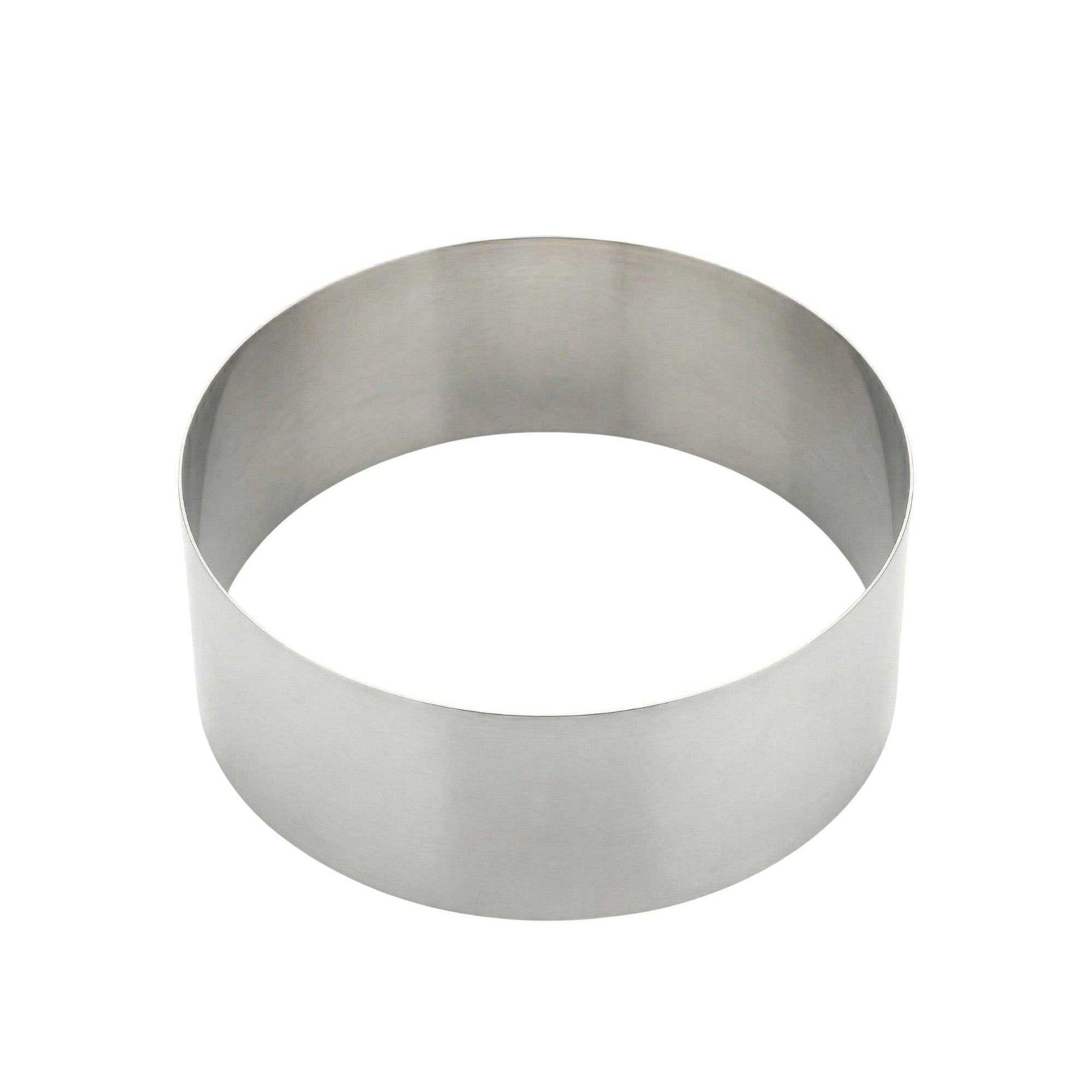 Pastry Tek Round Silver Stainless Steel Pastry Ring Mold - 6" x 6" x 2 1/2" - 1 count box