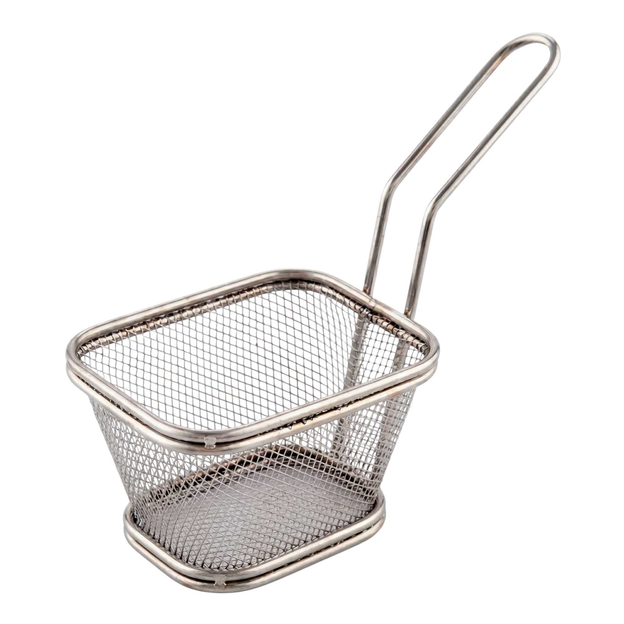 Met Lux Square Silver Stainless Steel Mini Fryer Basket - 4" x 3 1/4" x 2 1/4" - 1 count box