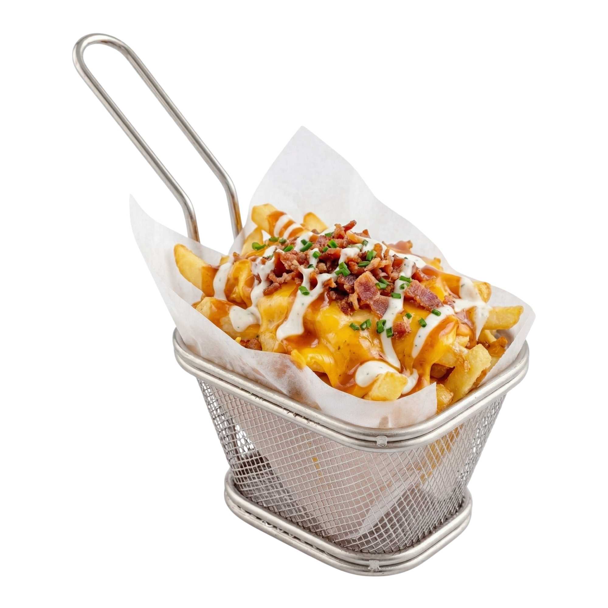 Met Lux Square Silver Stainless Steel Mini Fryer Basket - 4" x 3 1/4" x 2 1/4" - 1 count box