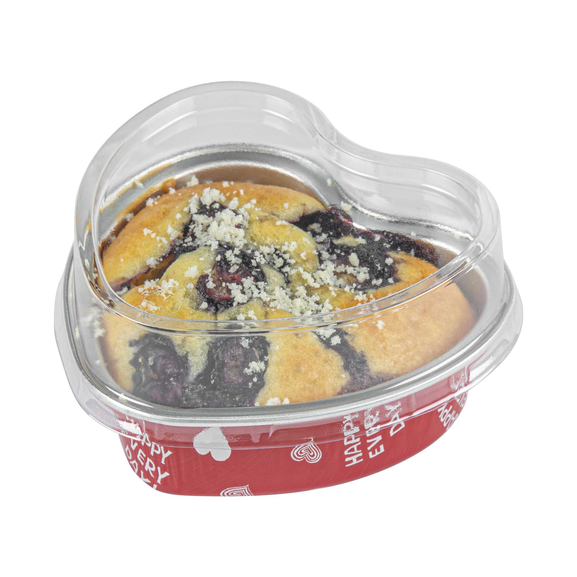 Pastry Tek 3 oz Heart Happy Hour Aluminum Baking Cup - with Plastic Dome Lid - 3 1/2" x 3 1/2" x 1 1/4" - 100 count box