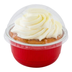 5 oz Round Red Aluminum Baking Cup - with Plastic Dome Lid - 3 1/4