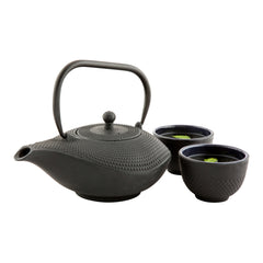 Tetsubin 34 oz Oval Black Cast Iron Teapot - 8 1/2