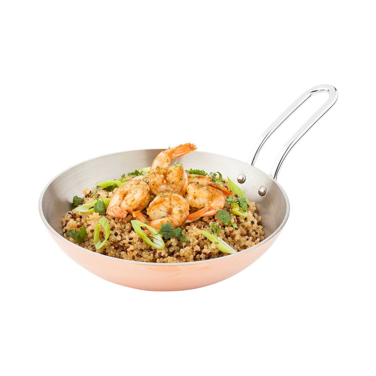Met Lux Round Copper and Stainless Steel Mini Skillet - 6 1/2" x 6 1/2" x 1 1/2" - 1 count box