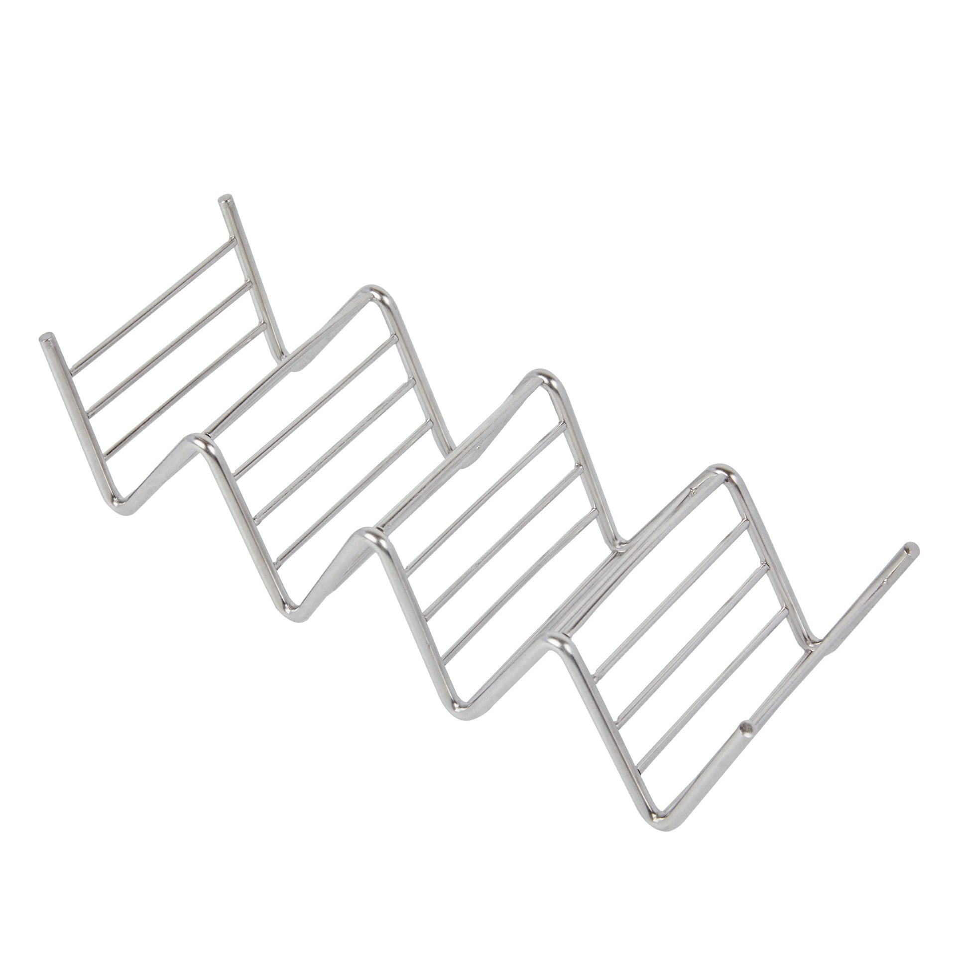 Met Lux Rectangle Silver Stainless Steel Quattro Taco Rack Stand - 4 Tacos - 7" x 2 1/2" x 1 1/2" - 1 count box