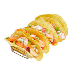 Met Lux Rectangle Silver Stainless Steel Cinque Taco Rack Stand - 5 Tacos - 8 50/4
