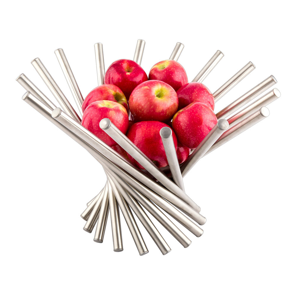Met Lux Round Silver Stainless Steel Spoked Fruit Basket - 4 3/4" x 4 3/4" x 13 1/2" - 1 count box