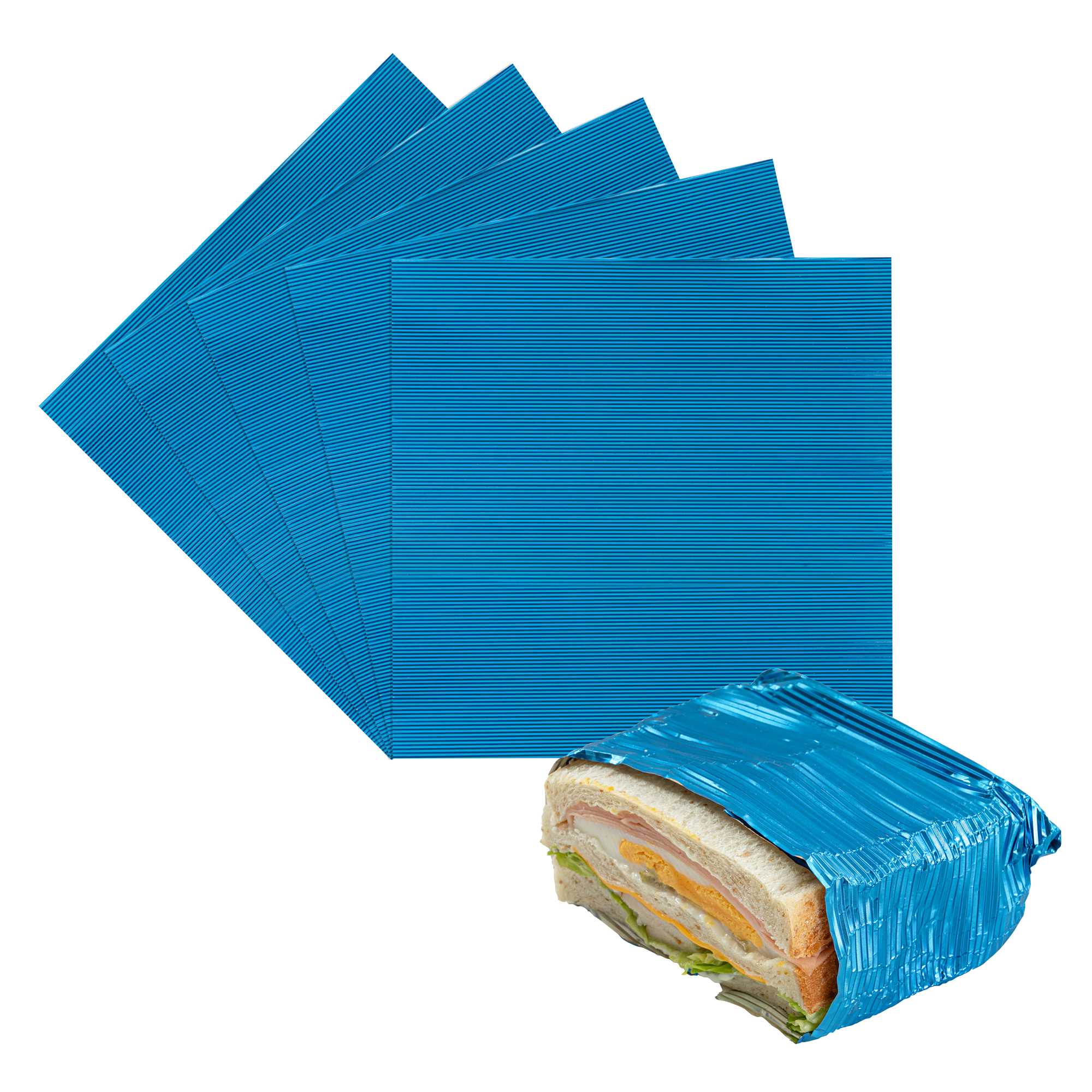 Foil Lux Electric Blue Aluminum Wrap and Basket Liner - Ripple - 12" x 12" - 500 count box