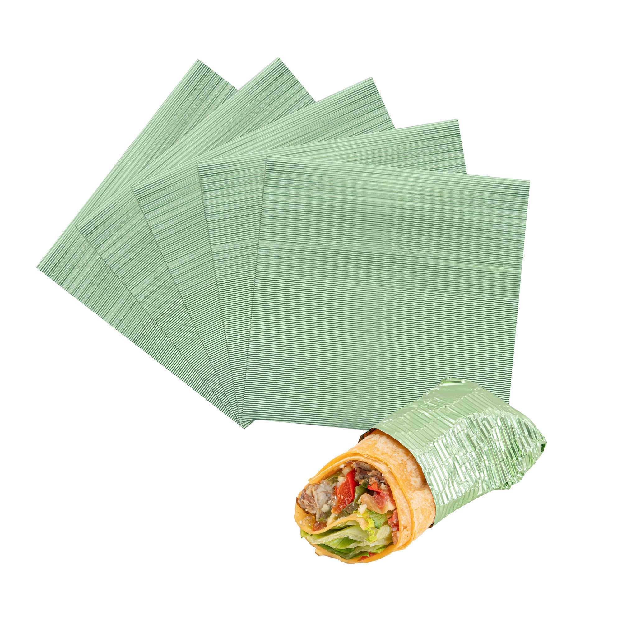 Foil Lux Green Aluminum Wrap and Basket Liner - Ripple - 12" x 12" - 500 count box